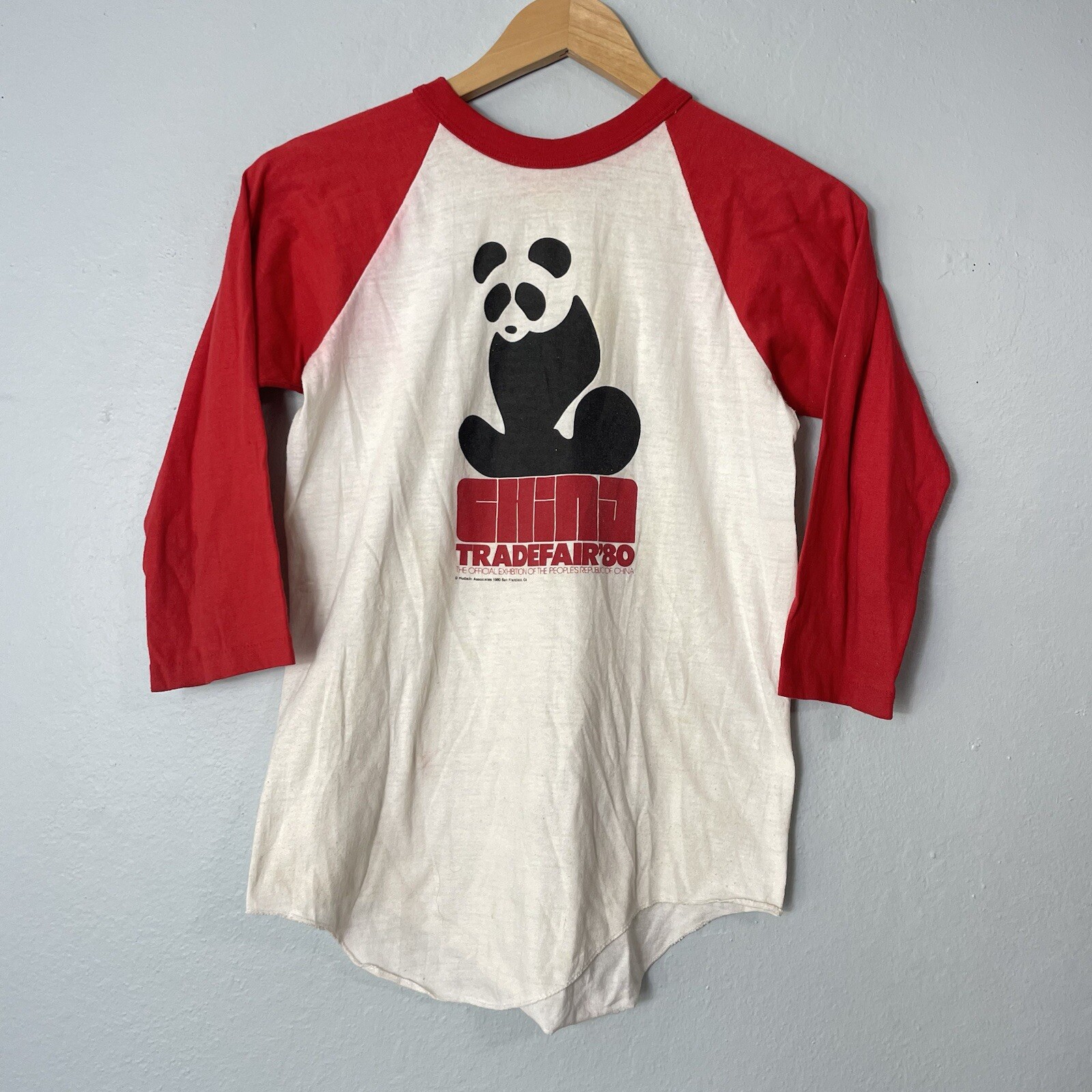 Vintage Peoples Republic Of China 1980 Trade fair Expo T-Shirt Small Panda CCP