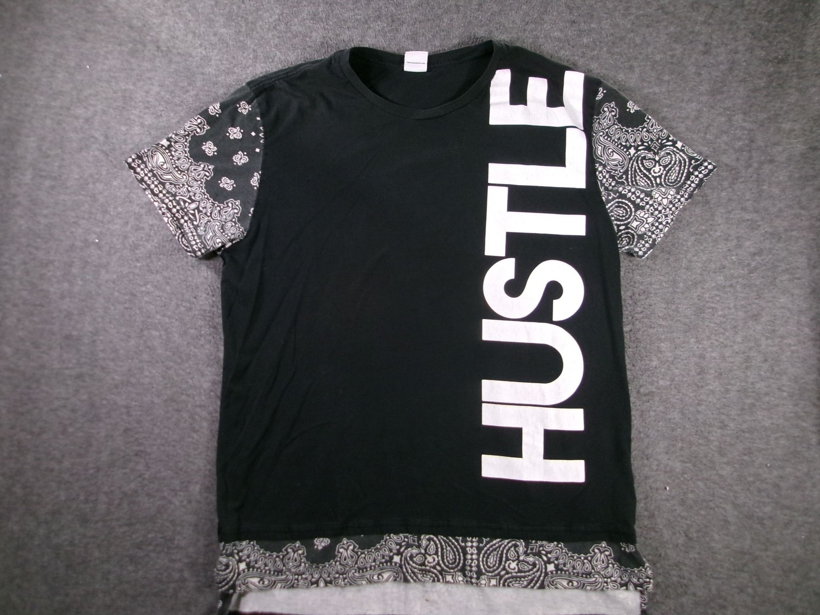 Isaac Morris Shirt Mens XXL Black HUSTLE Graphic Bandana Short Sleeve Hem