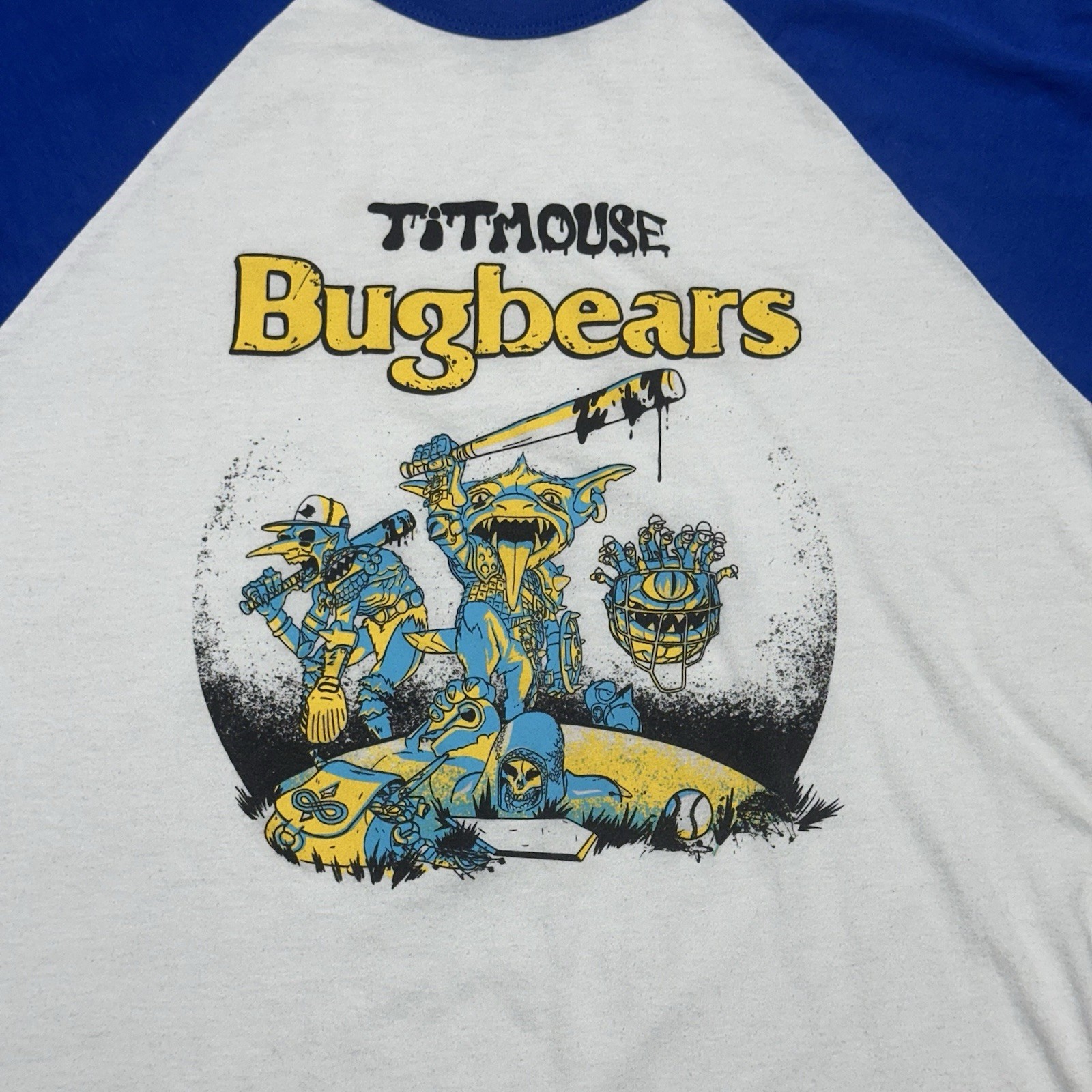 Titmouse Animation Bugbears Promo Baseball Raglan 3/4 Sleeve Men’s T-Shirt Sz L