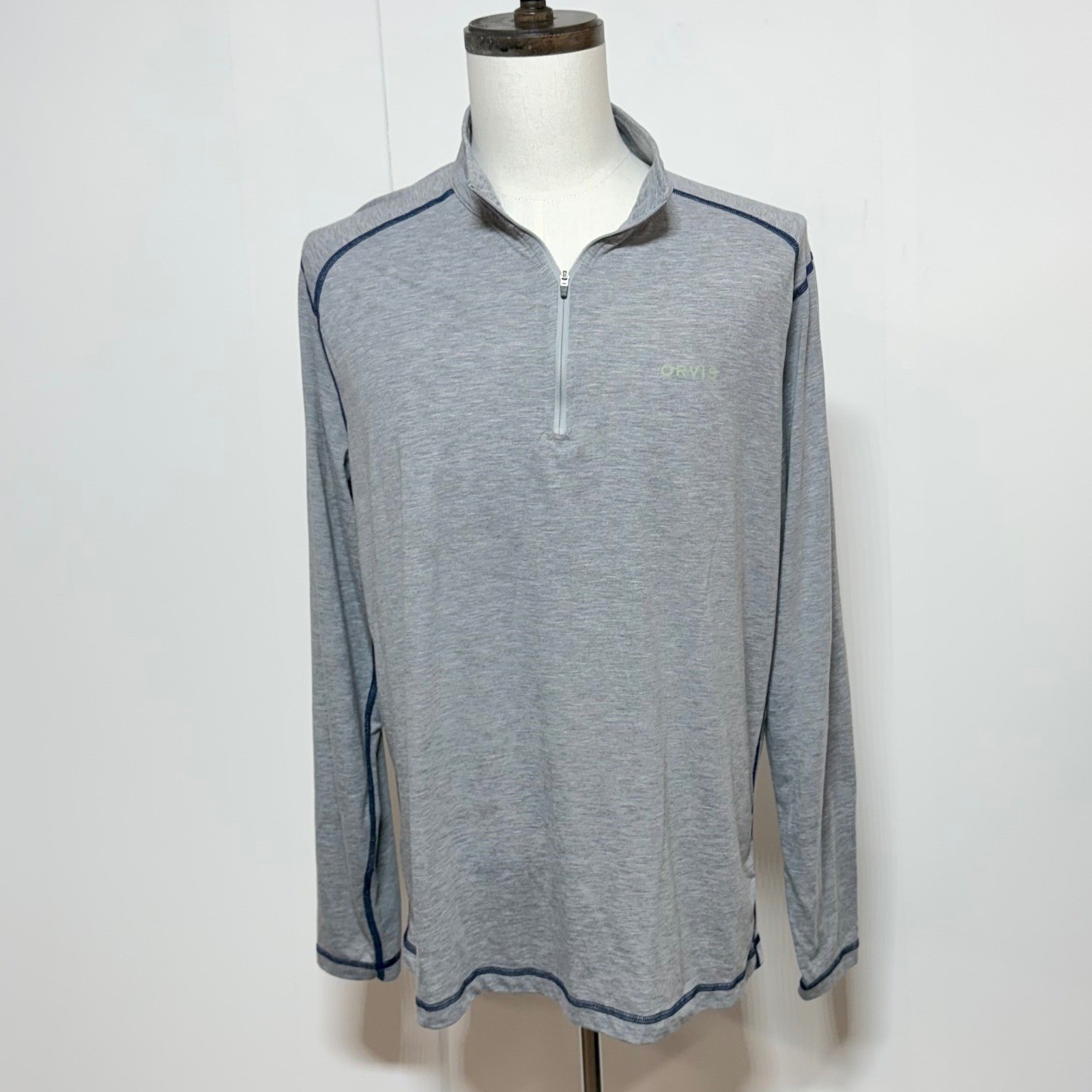 Orvis 1/4 Zip Pullover Mens Large Gray High Performance Long Sleeve Shirt