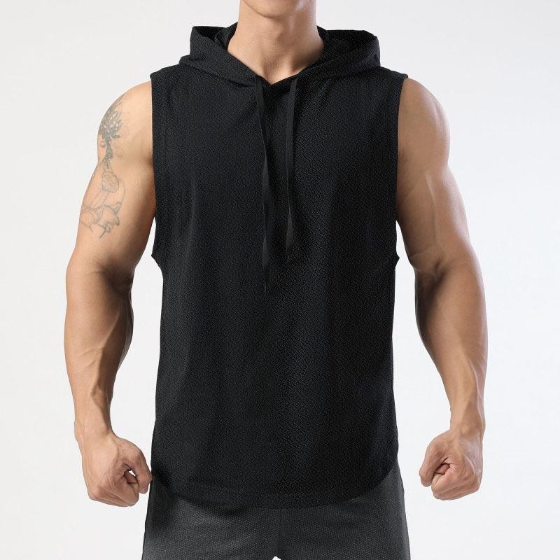 Gym Bodybuilding Men’s Hooded Tank Tops T Shirt Sleeveless Vest Workout Hoodie