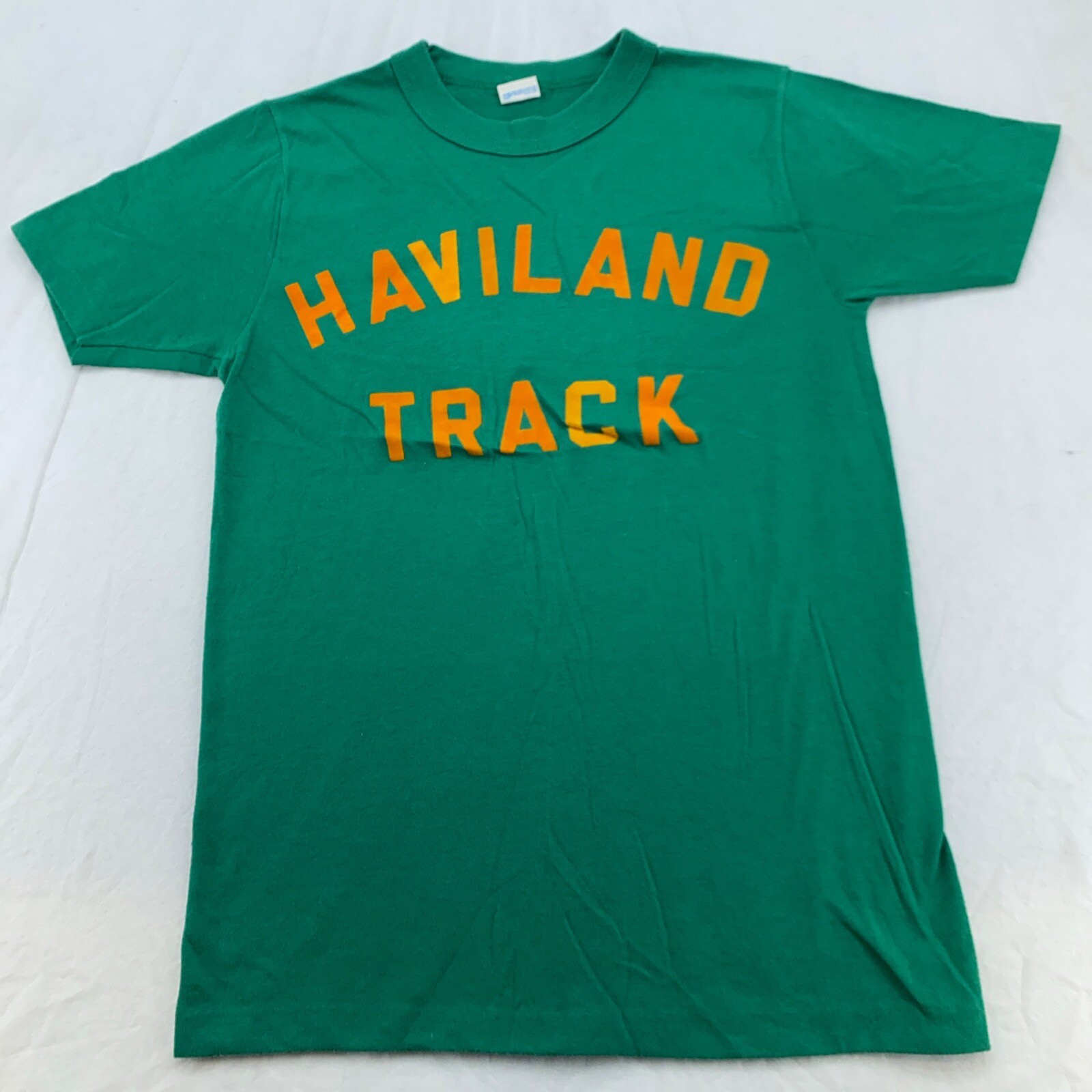 Vtg 70s HAVILAND TRACK FLOCKED HARRISON NY T-Shirt 2XS sports track and field
