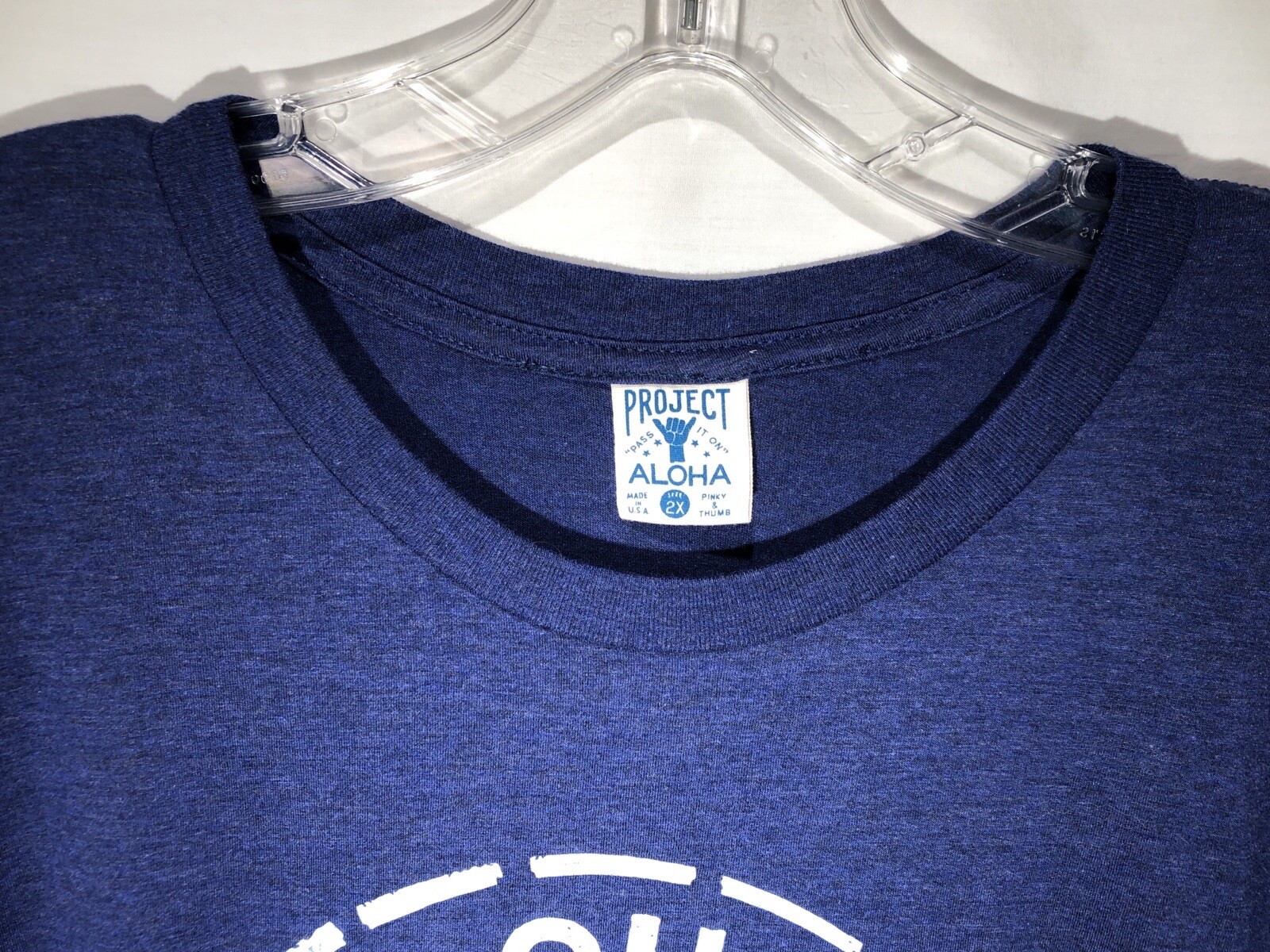 Project Aloha Size XXL Short Sleeve Men’s T-shirt USA Blue Tri-Blend Fabric