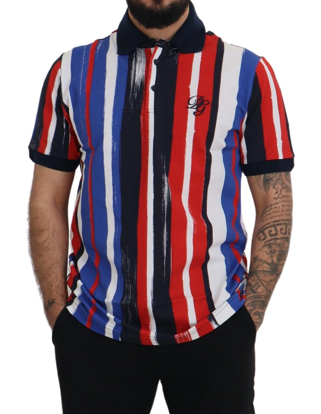 DOLCE & GABBANA T-shirt Multicolor Cotton Polo Top Mens IT48/ US38 /M RRP $800