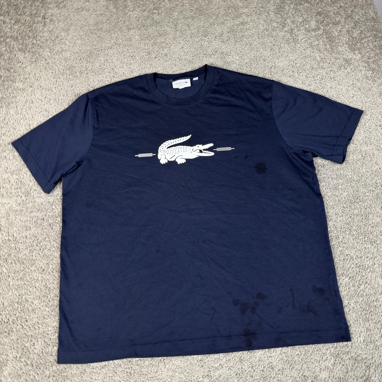 Lacoste Shirt Mens 2XL Blue Croc Graphic Crew Neck Cotton Classic Fit Jersey
