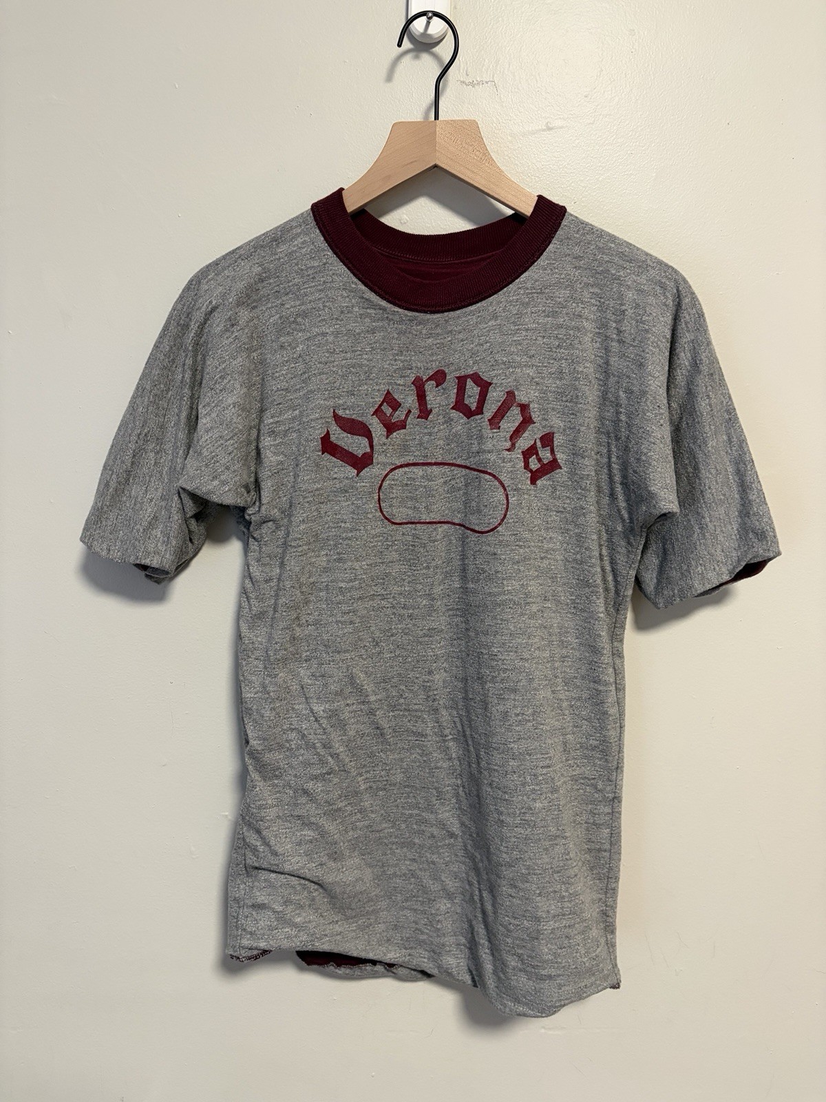 Vintage 1970s Russell Athletic Double Face Reversible T Shirt Size XL USA Made