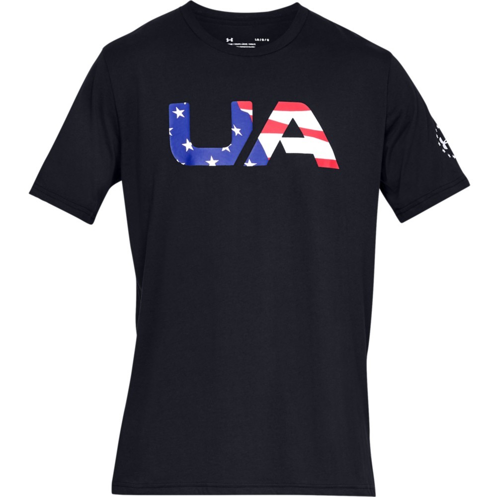 Under Armour 1333352 Men’s UA Freedom Big Flag USA T-Shirt, Black, Large