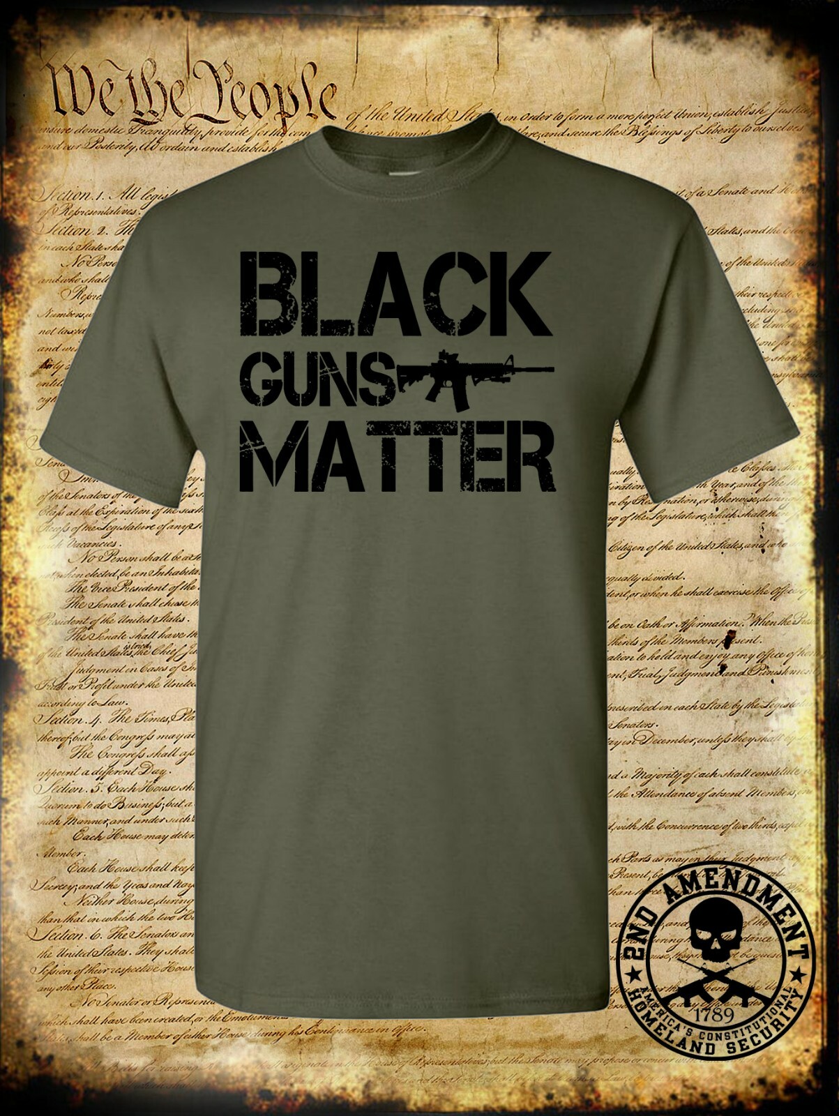 Black Guns Matter T-Shirt / 2nd Amendment Pro Gun Rights AR-15 Constitution USA