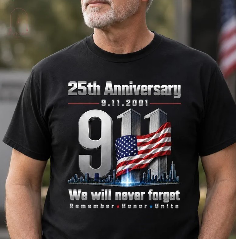 9/11 25th Anniversary Shirt, 25th Anniversary 9/11 Memorial Shirt T-Shirt S-5XL