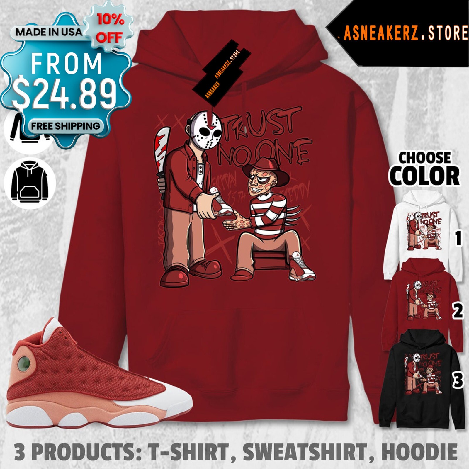 Shirt Match Jordan 13 Dune Red Sneaker Matching Tee Trust No One Friday T-Shirt