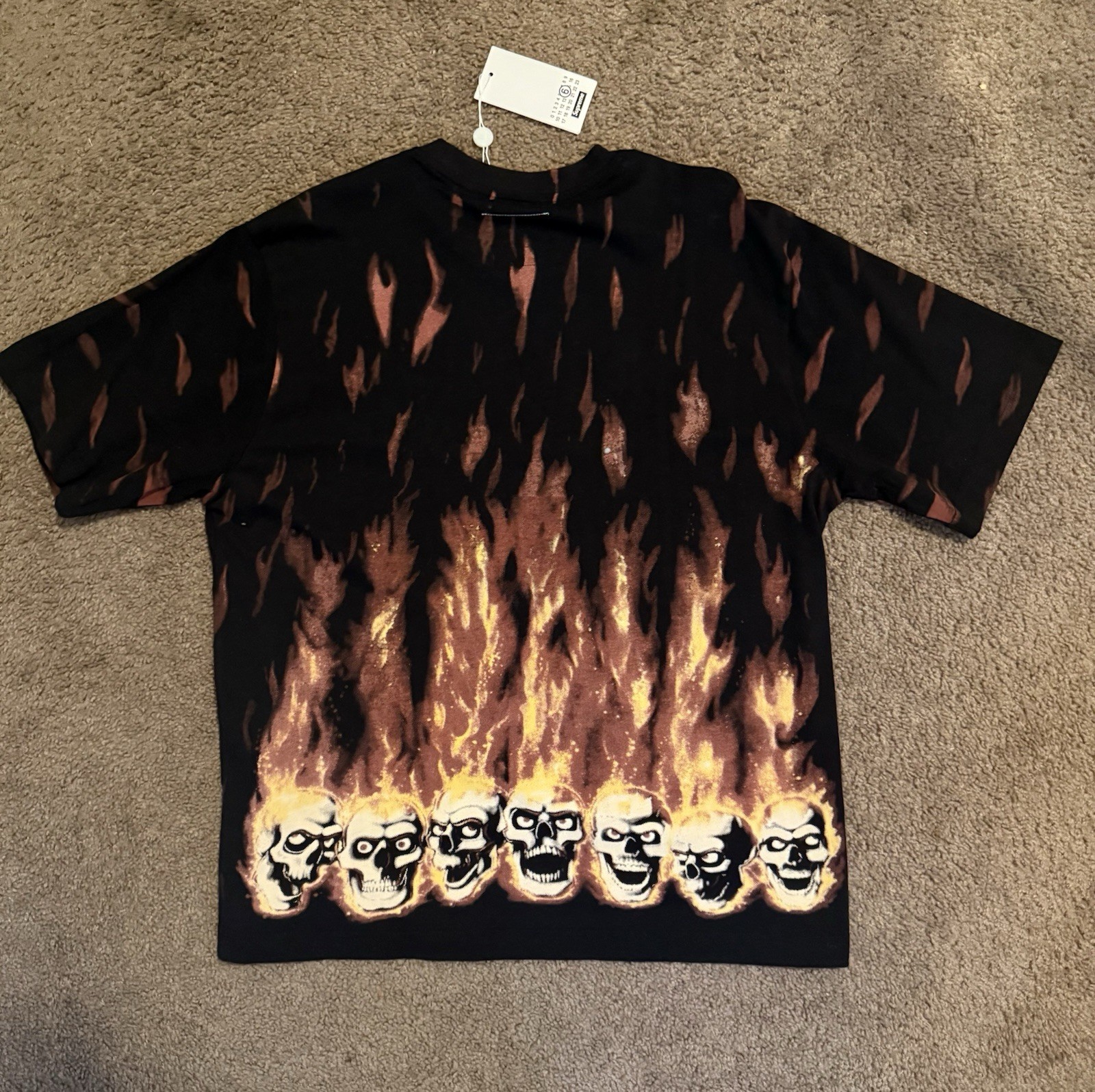 Supreme MM6 Maison Margiela Liquid Blue Oversized Tee Size Small Black