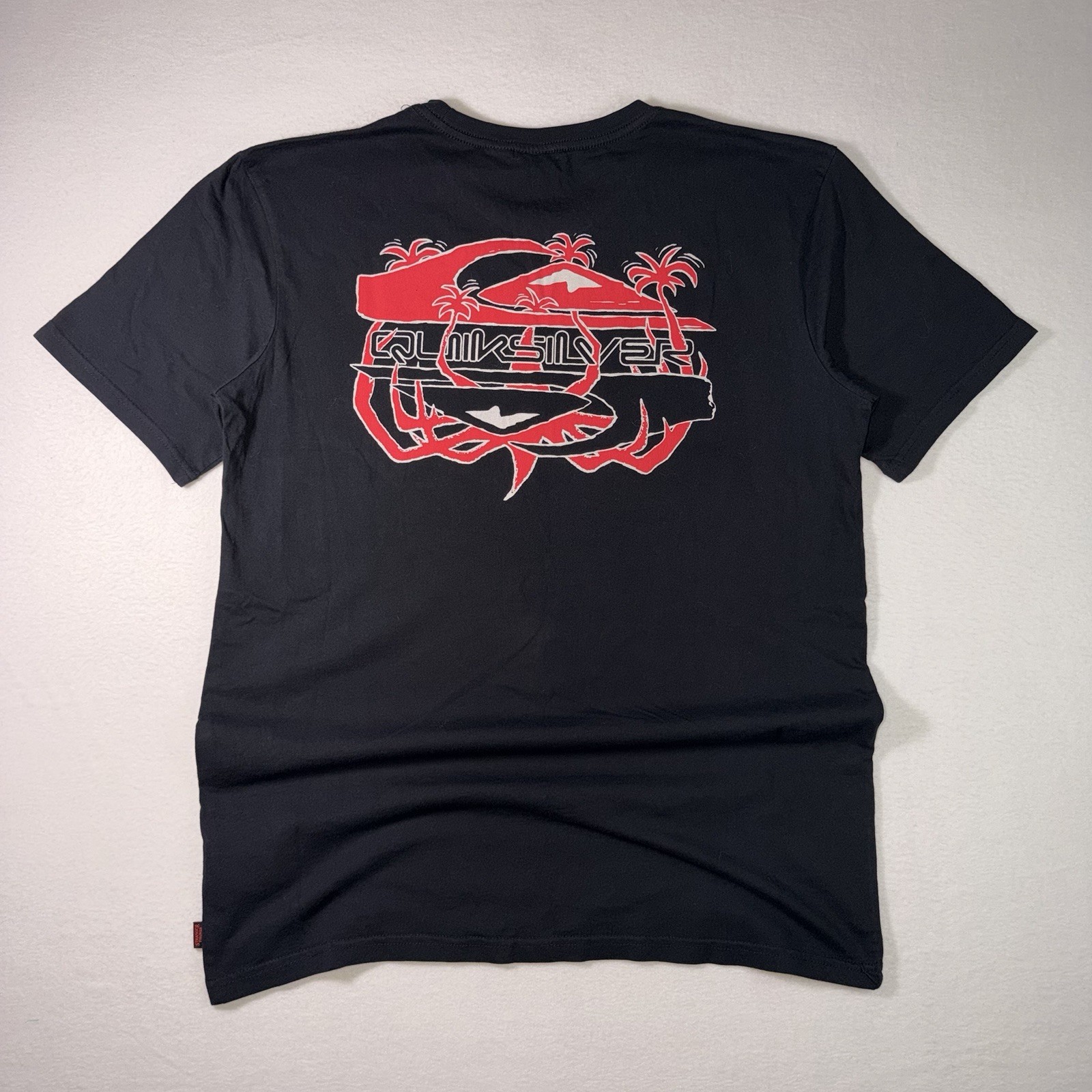 NWT Quiksilver Stranger Things Tee Mens Large Black Graphic Surf Skate Shirt