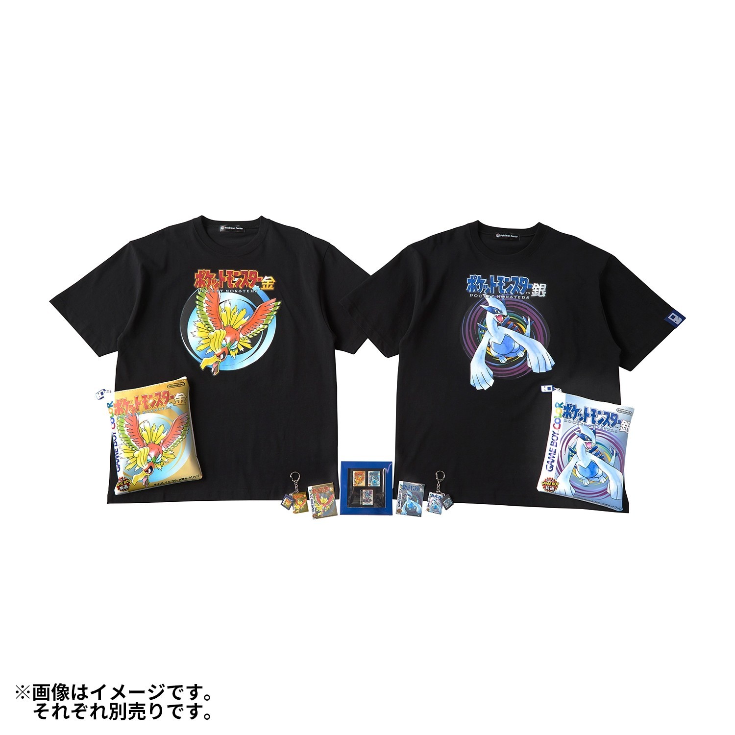 Pokemon Center T-Shirt & Pouch Set Silver Version Game Boy Official Japan M/L