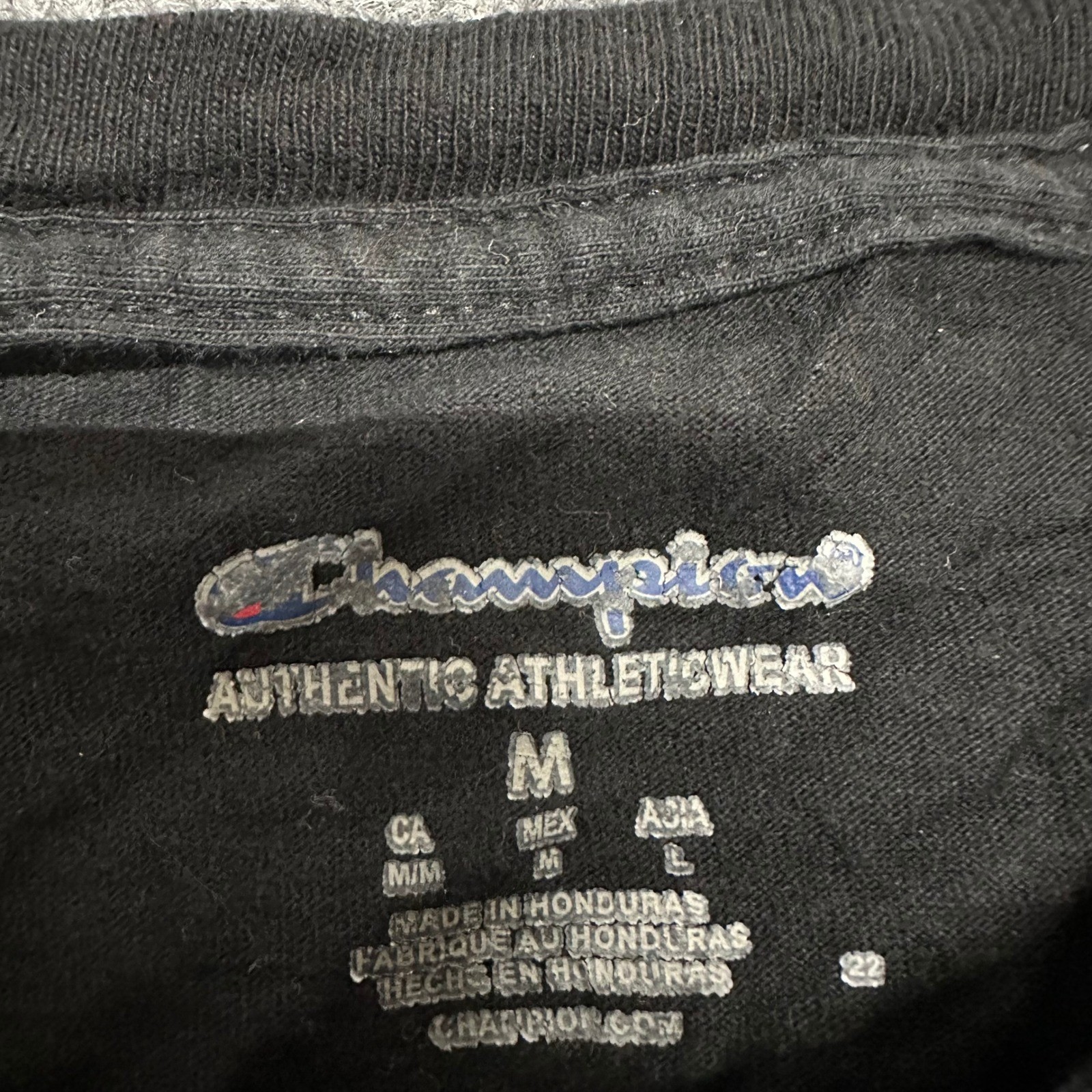Champion T-Shirt Mens Size M Black Short Sleeve Crew Neck Athletic Embroidered