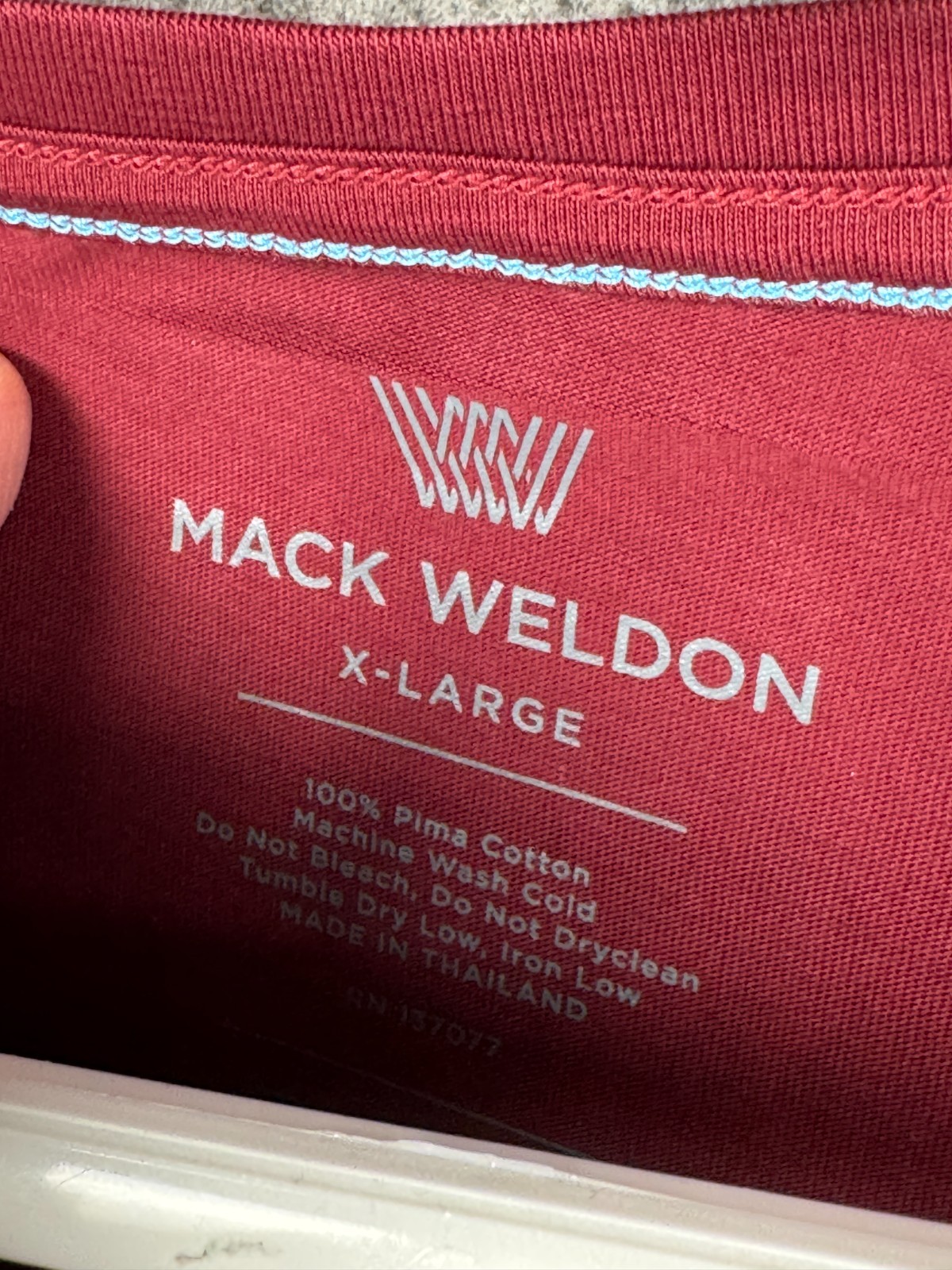 Mack Weldon Shirt Men’s X-Large Red Pima Long Sleeve 100% Cotton NWT