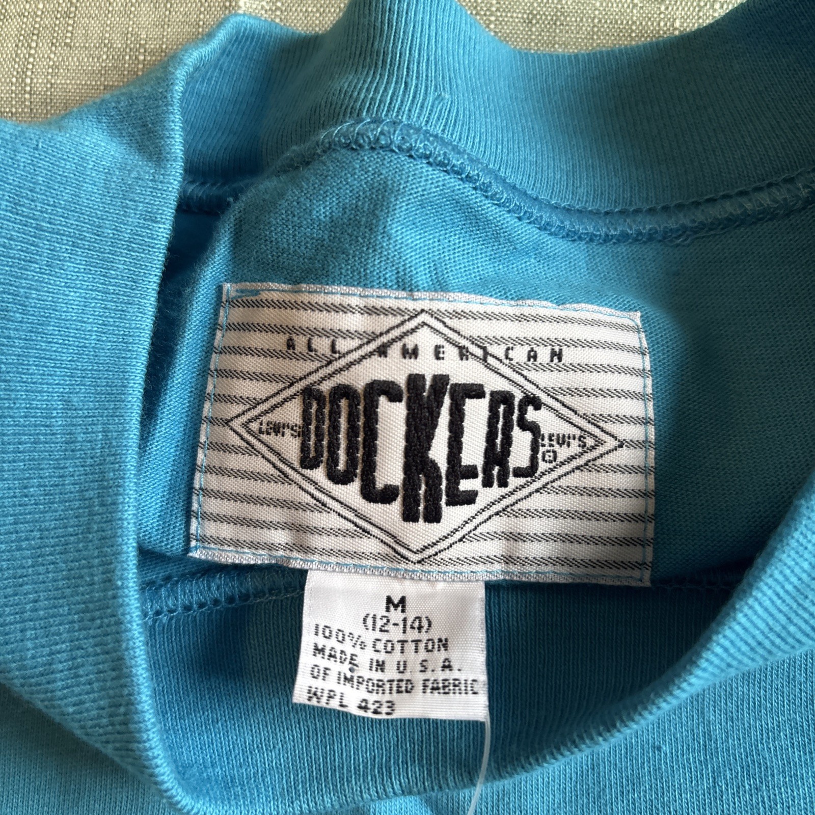 Vintage Dockers T Shirt Teal Made In USA Sz M (12-14) NWT See Description