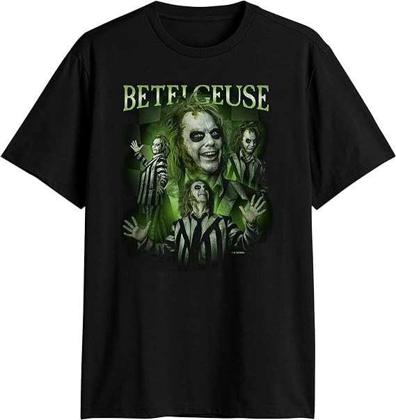 Beetlejuice Betelgeuse Many Poses Collage Men’s Black Adult T-Shirt Size L New