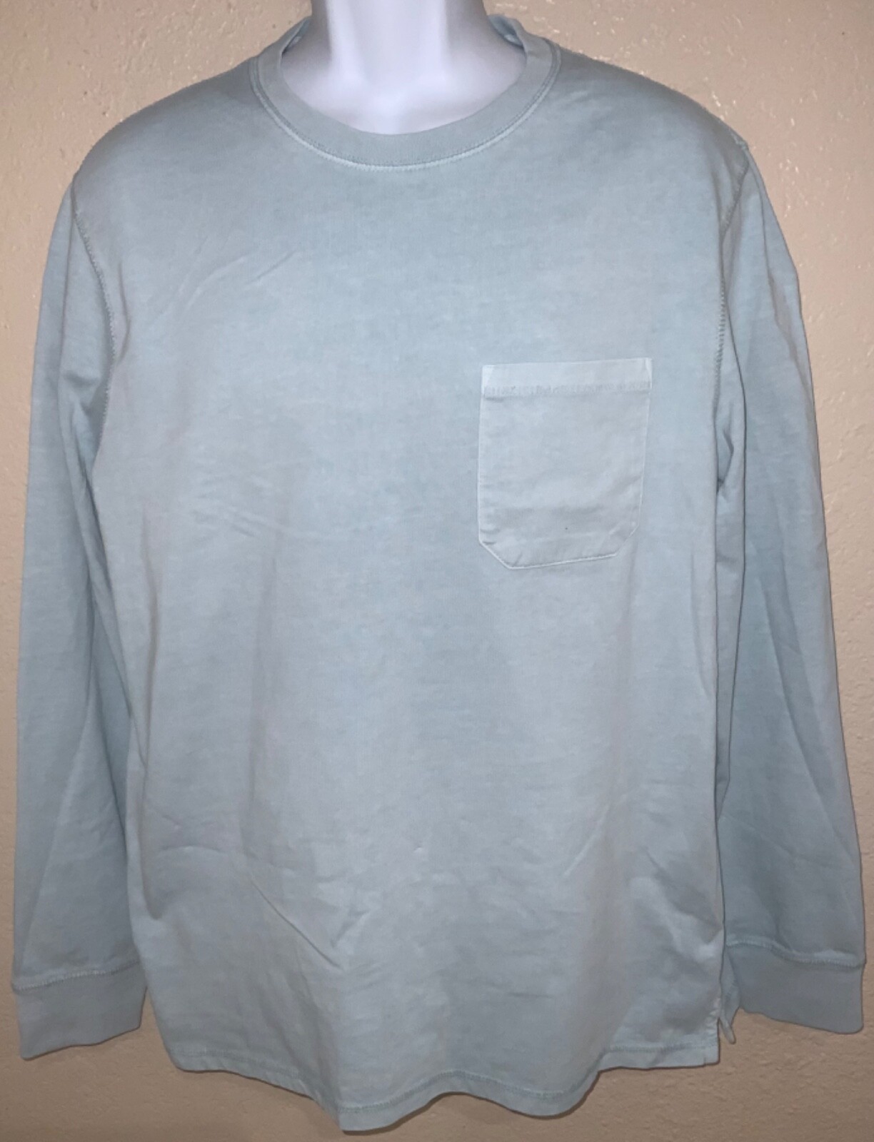 Thick LONG SLEEVE mid weight Crew Neck POCKET T-Shirt Standard Fit Goodfellow