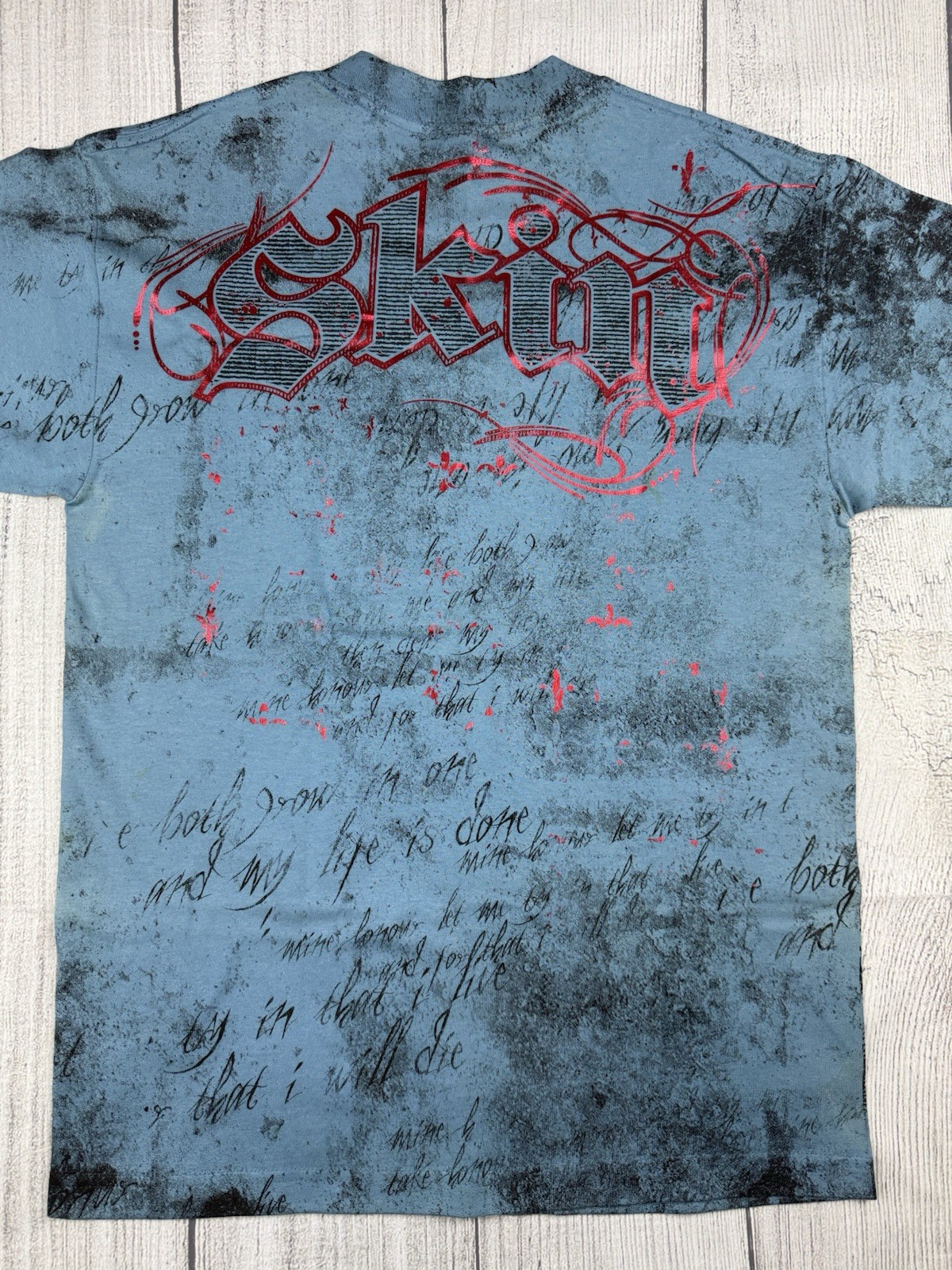 VGC! VTG Skin Industries AOP Graphic T-Shirt Y2K *Sz Medium – Read/See Pics