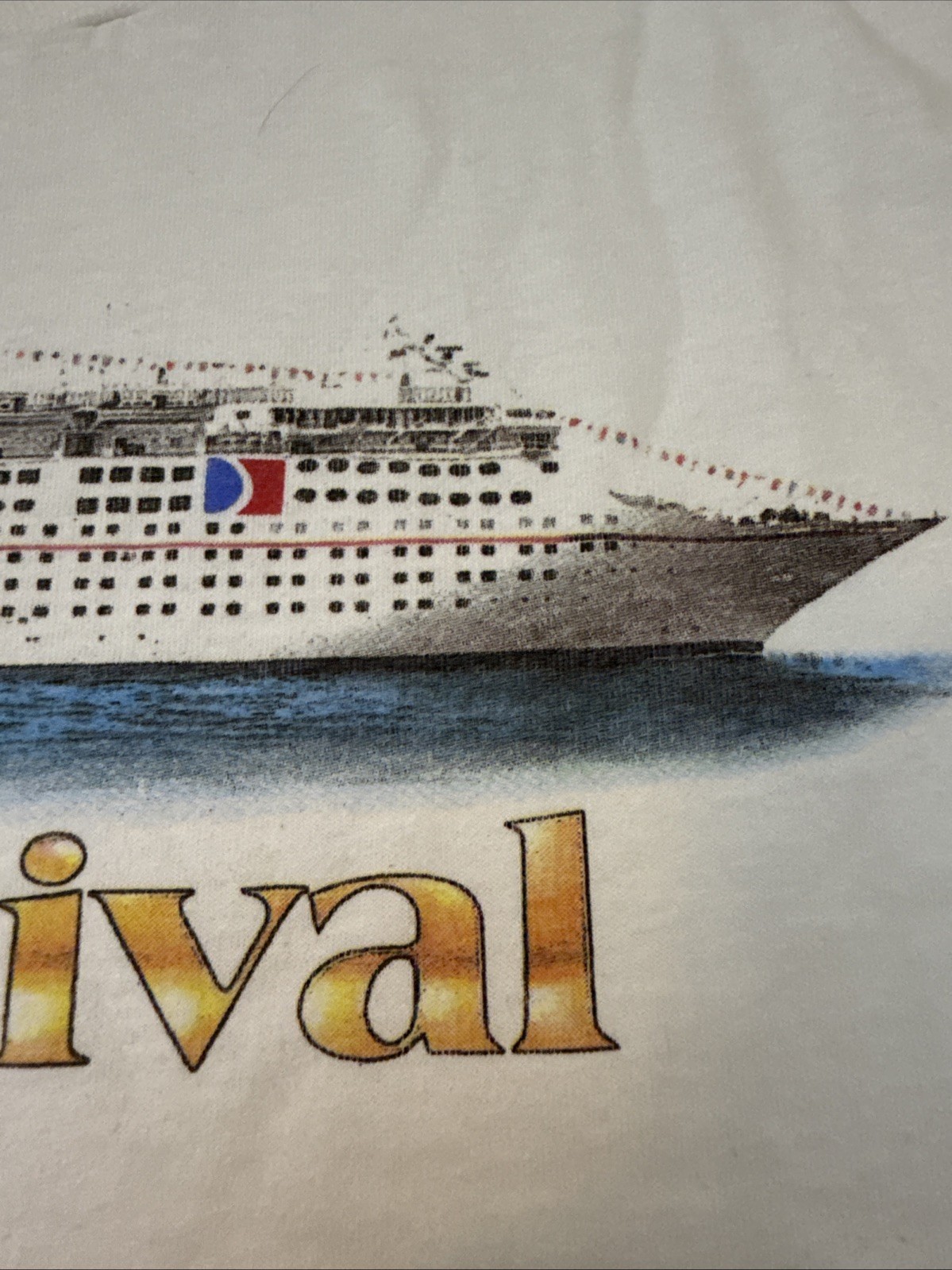Vintage 90s Single Stitch White Carnival Cruise Ship T Shirt XL Tourist