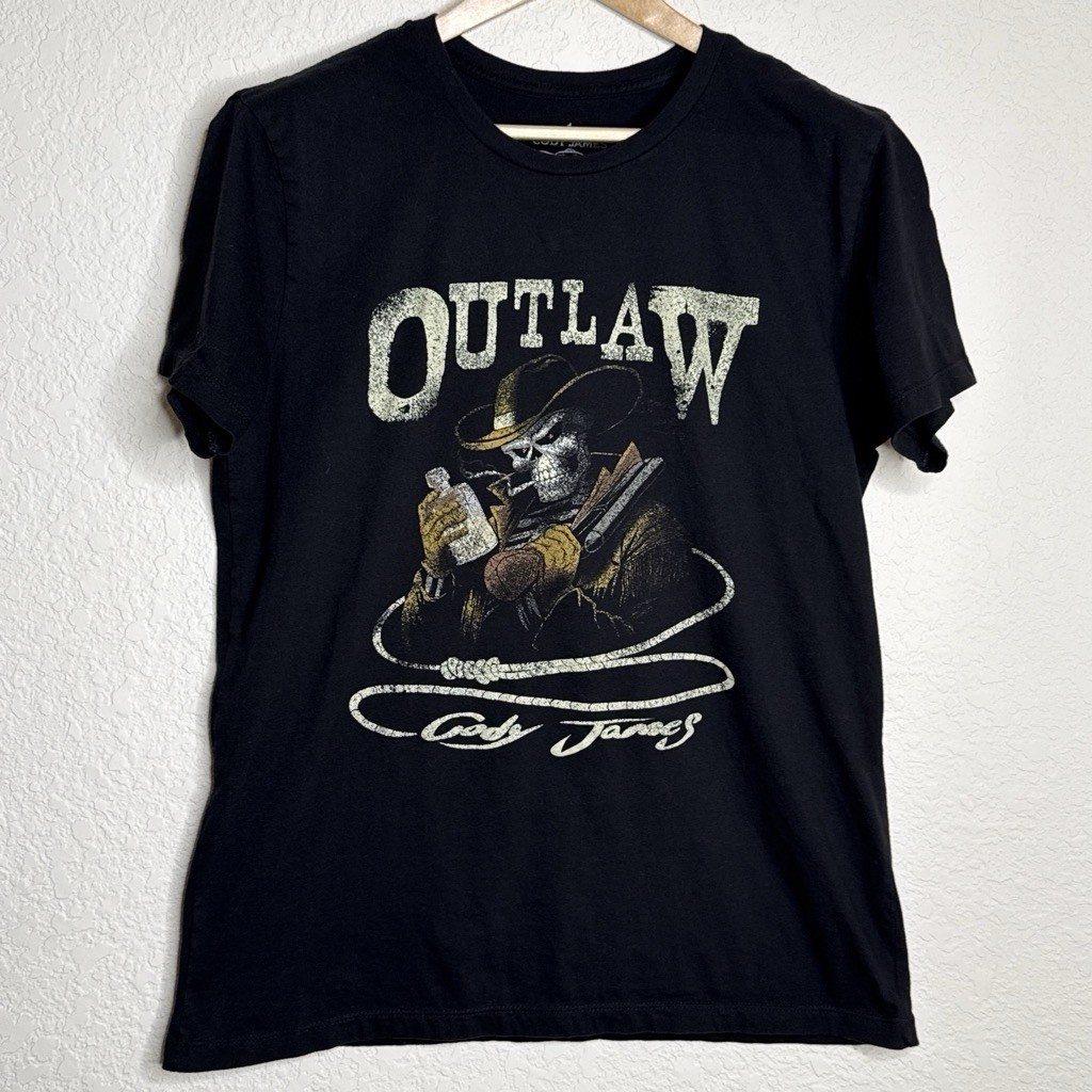 Cody James Outlaw Skeleton Cowboy Graphic Tee Men’s Size Large Cotton Western