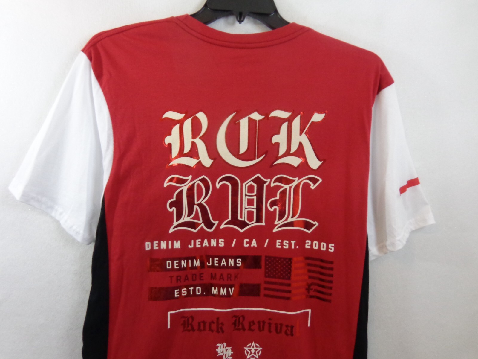 Rock Revival T Shirt Men’s L Red Short Sleeve Big Logo Double Sided New With Tag