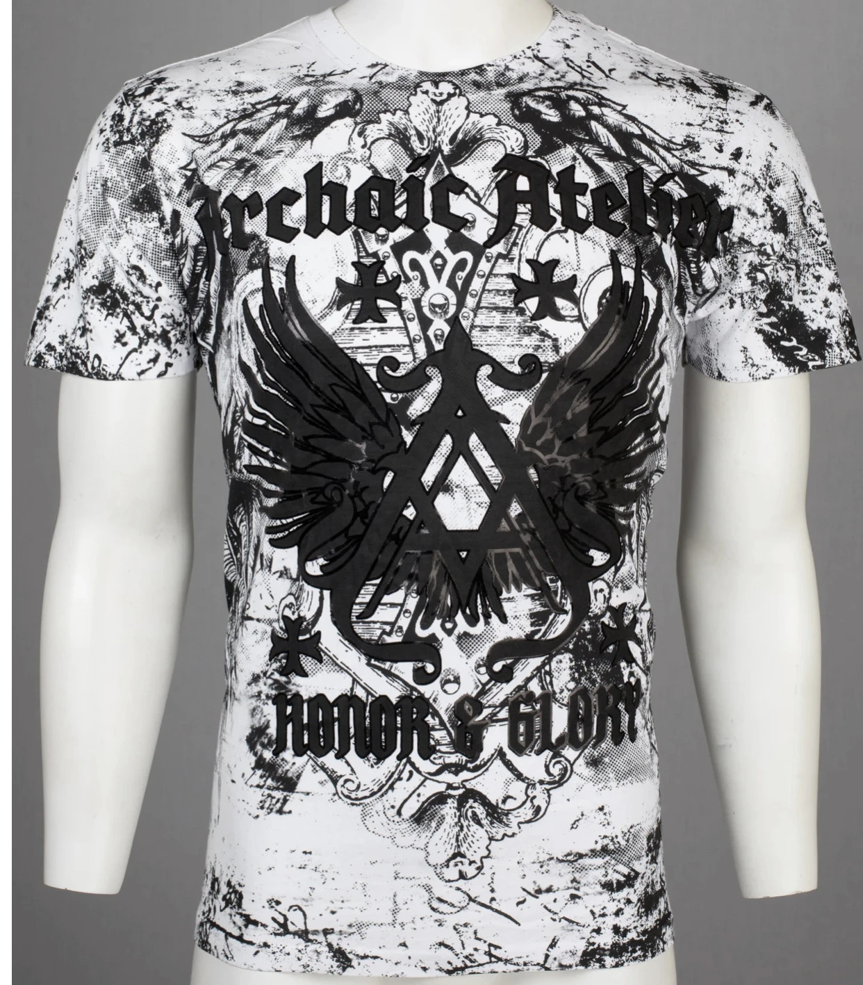 Archaic By Affliction Men’s T-Shirt ACHILLES White Wings Biker S-4XL