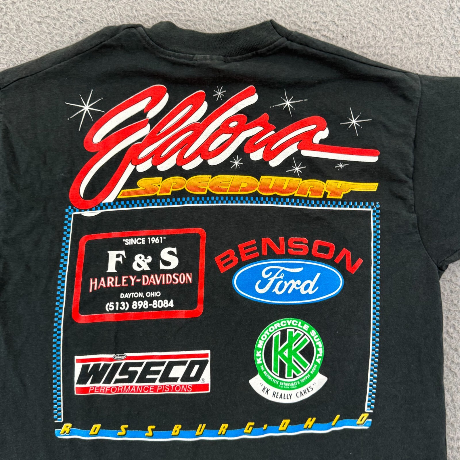 Vintage Eldora Speedway T-Shirt Mens L AMA Harley Davidson 90s Motorcycle Biker