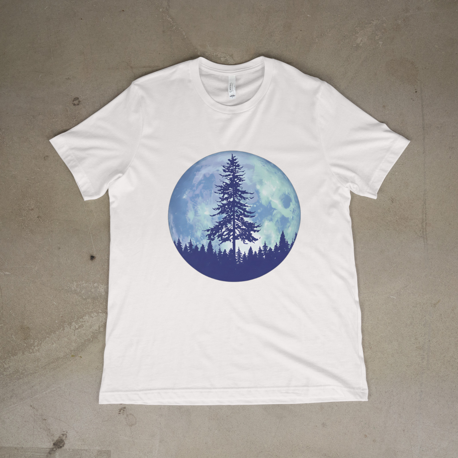Moon Forest Pine Tree Shirt, Night Sky Nature Graphic Tee, Unisex
