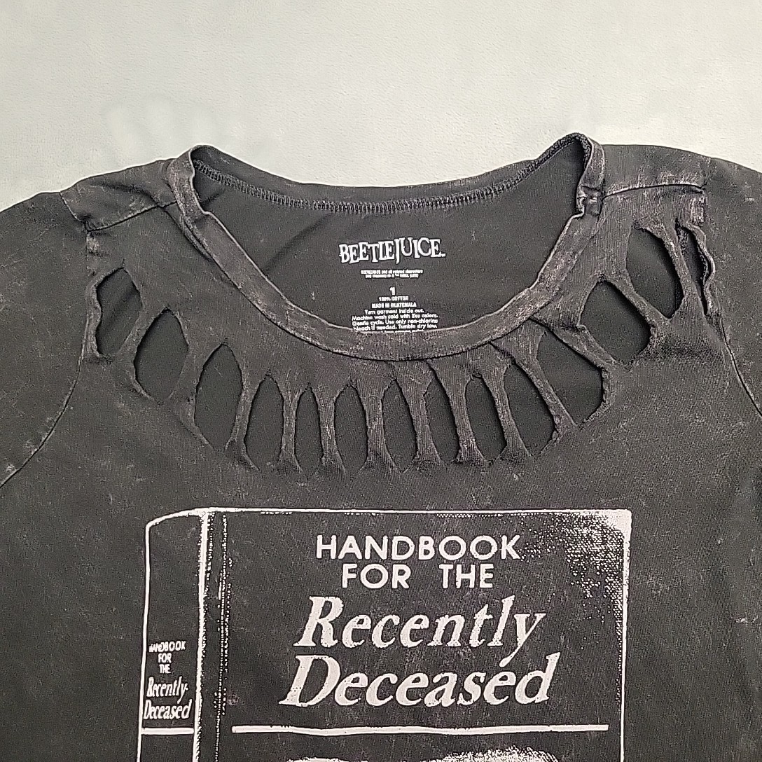 Beetlejuice Shirt Womens 1 Black Handbook Recently Dead Movie 80s Gothic Horror