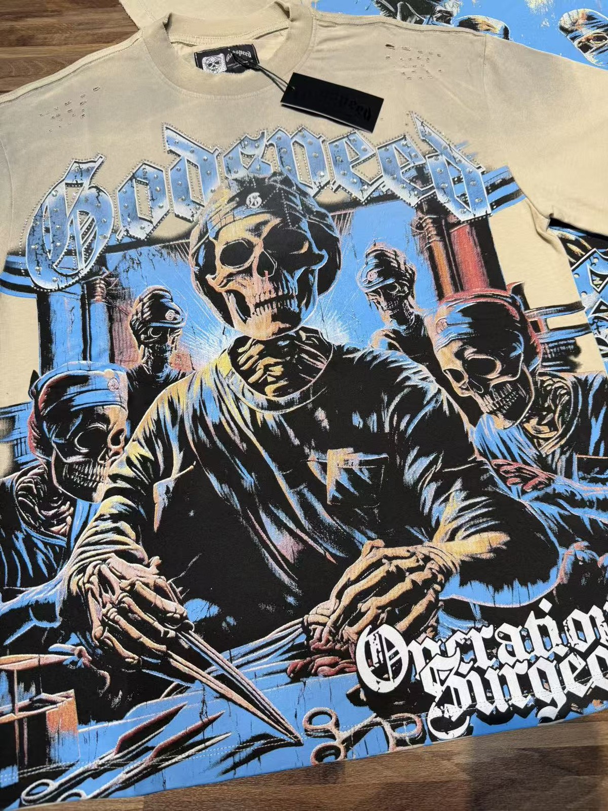 2026 Summer Godspeed Skeleton surgeon printing Tee Mens Cotton T-shirt