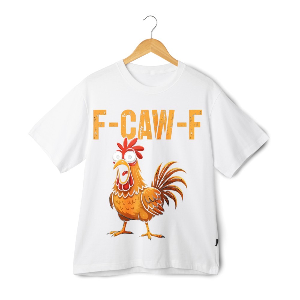 F-CAW-F Angry Chicken Graphic T-Shirt Funny Farm Animal Meme Tee Prank Gift