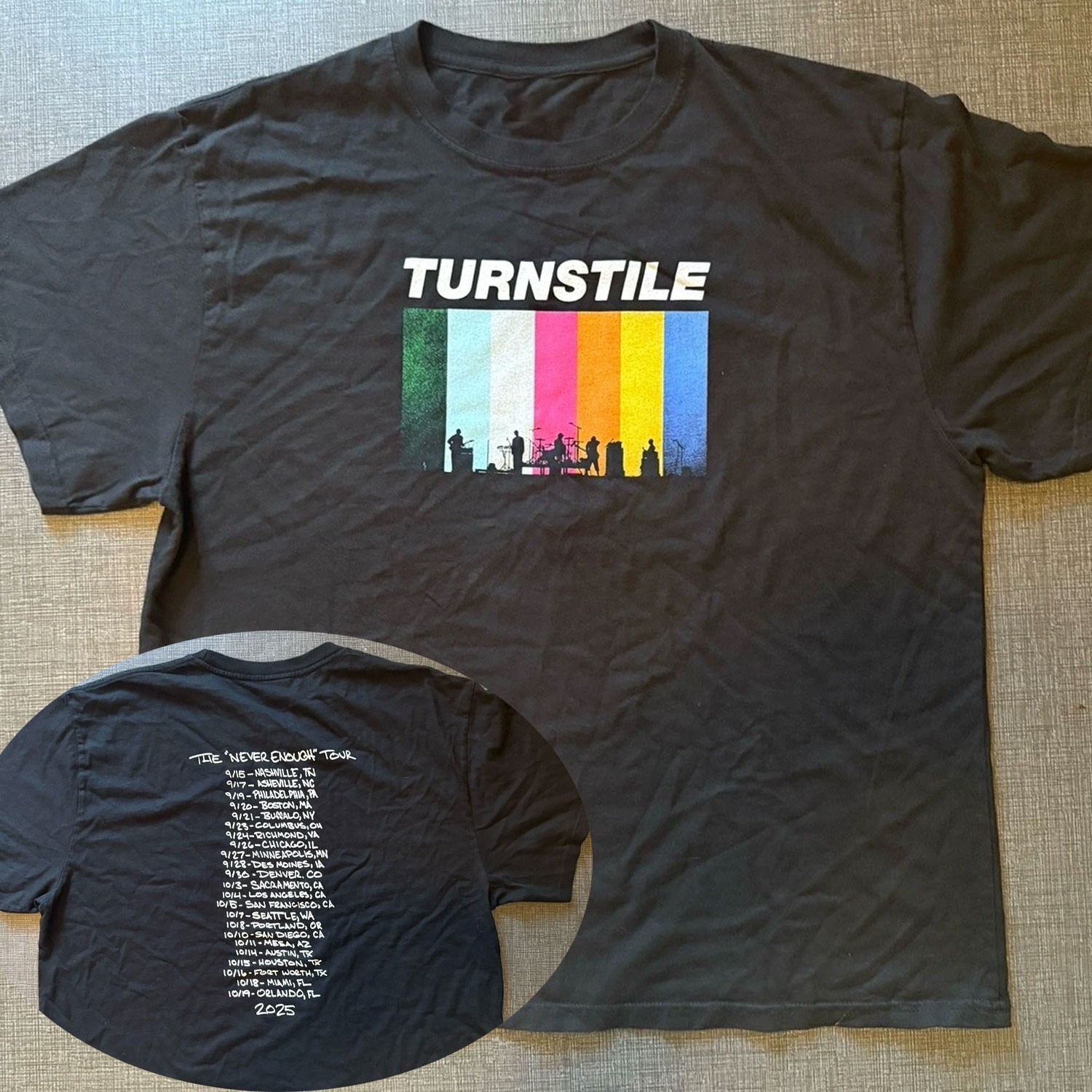 SALE 30% – Turnstile 2025 Tour Shirt Large New Short Sleeve Reprint Gildan