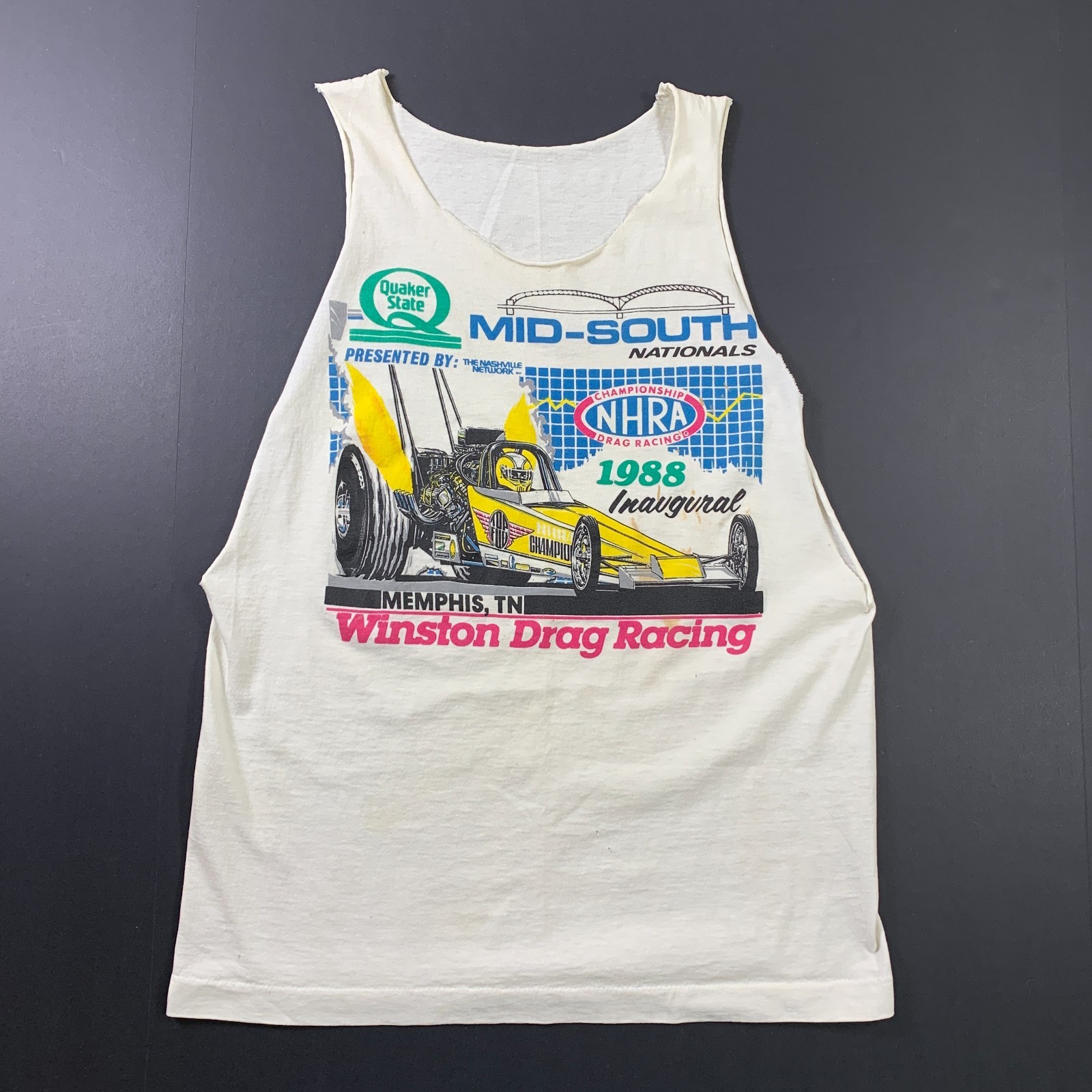 Vintage 1988 NHRA Winston Drag Racing Mid South Nationals Tank T-Shirt Medium