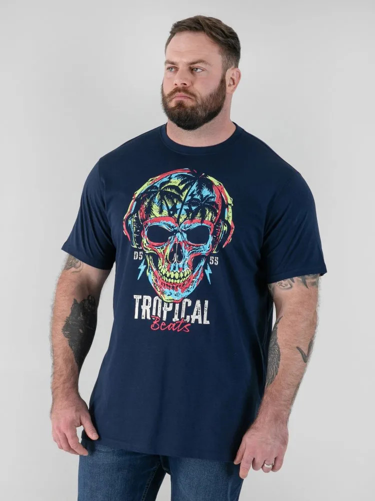 D555 Duke Big Mens Skull Printed T-Shirt Navy 2XL 3XL 4XL 5XL 6XL 7XL 8XL 601909