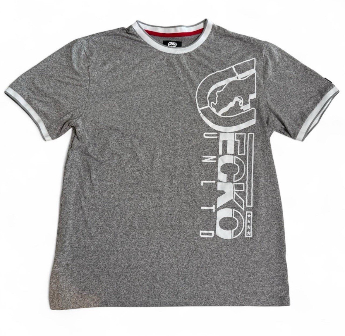ECKO UNLTD MENS SIZE LARGE GRAY SHORT SLEEVE SHIRT WITH CUFFS