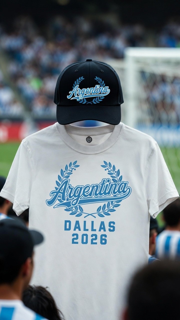 Argentina Dallas 2026 Soccer Set Shirt and Hat Matching Fan Bundle Unisex