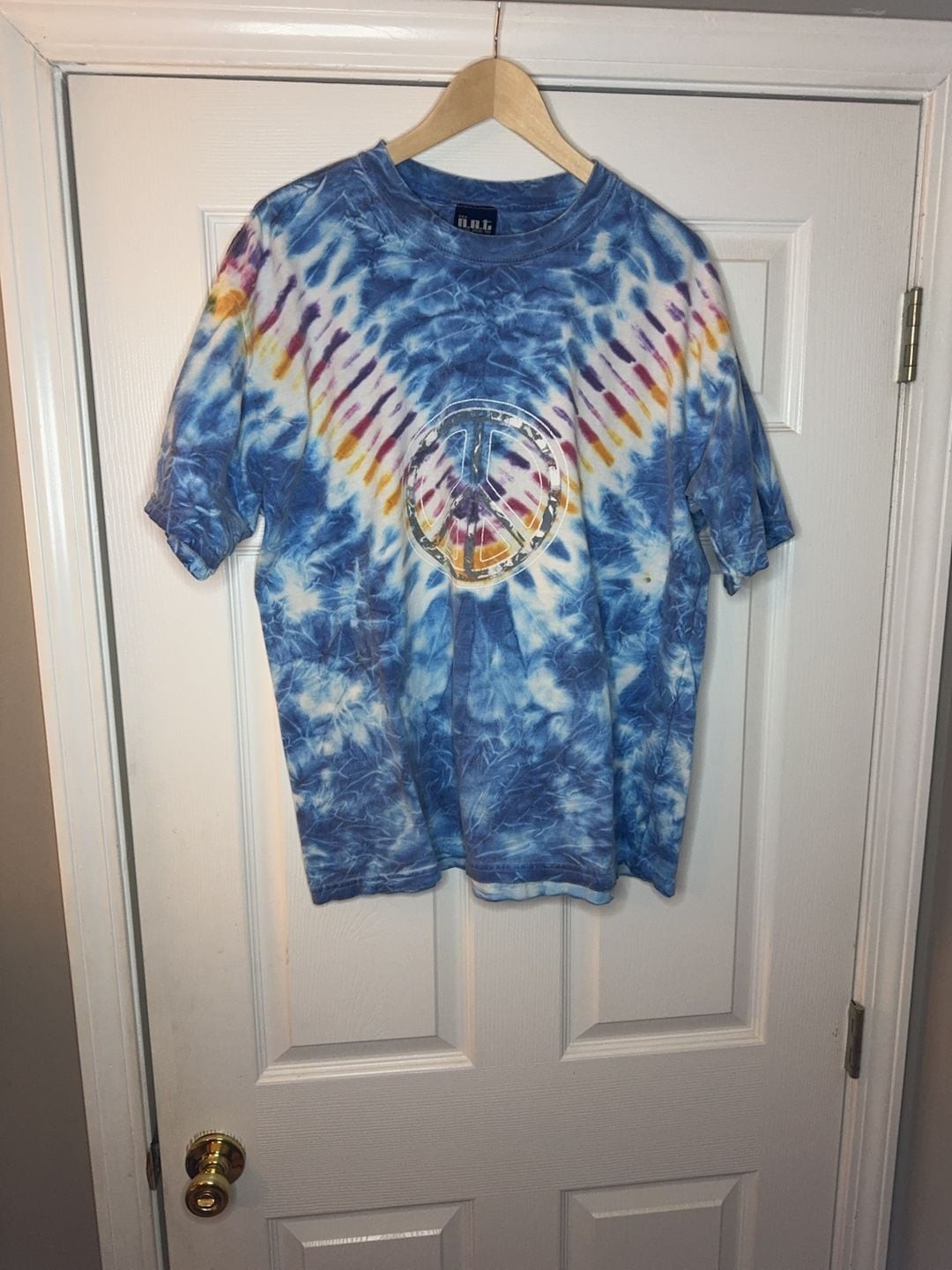 Vintage N.A.T. National Apparel Tees Tie Dye Peace Sign T-Shirt XL
