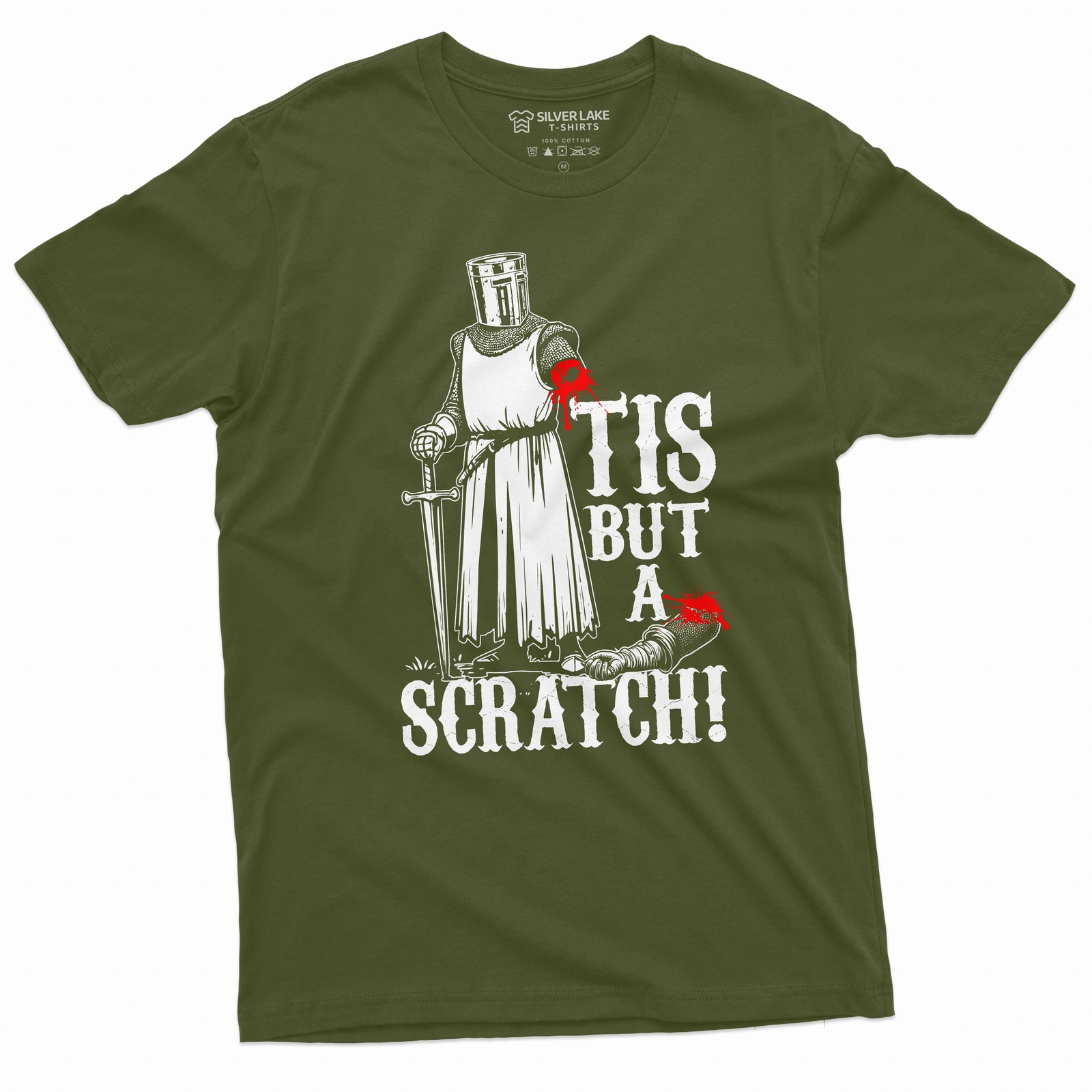 Men’s Funny Tis but a scratch medieval warrior knight crusader shirt for men him
