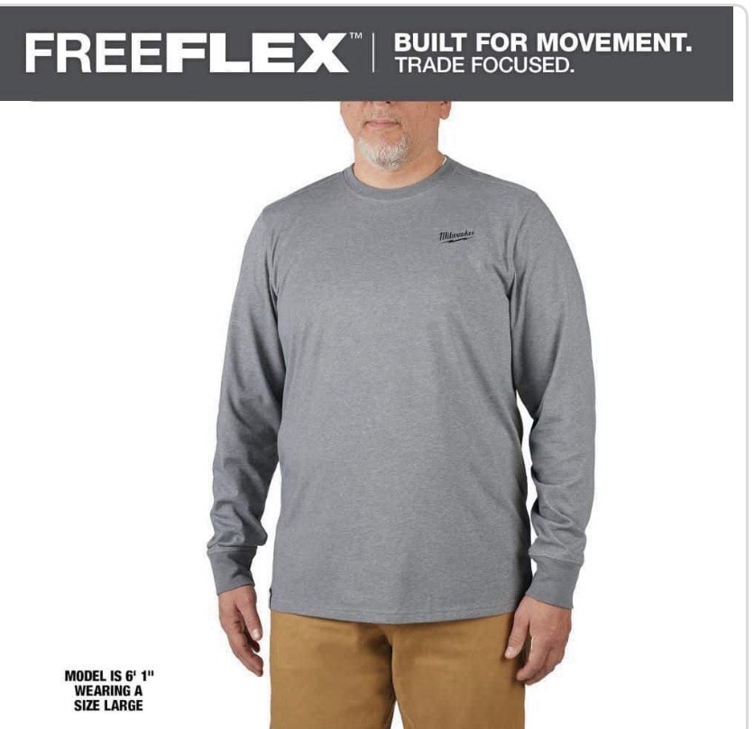 Milwaukee Men’s Large Gray Cotton/Polyester Long-Sleeve Hybrid Work T-Shirt L
