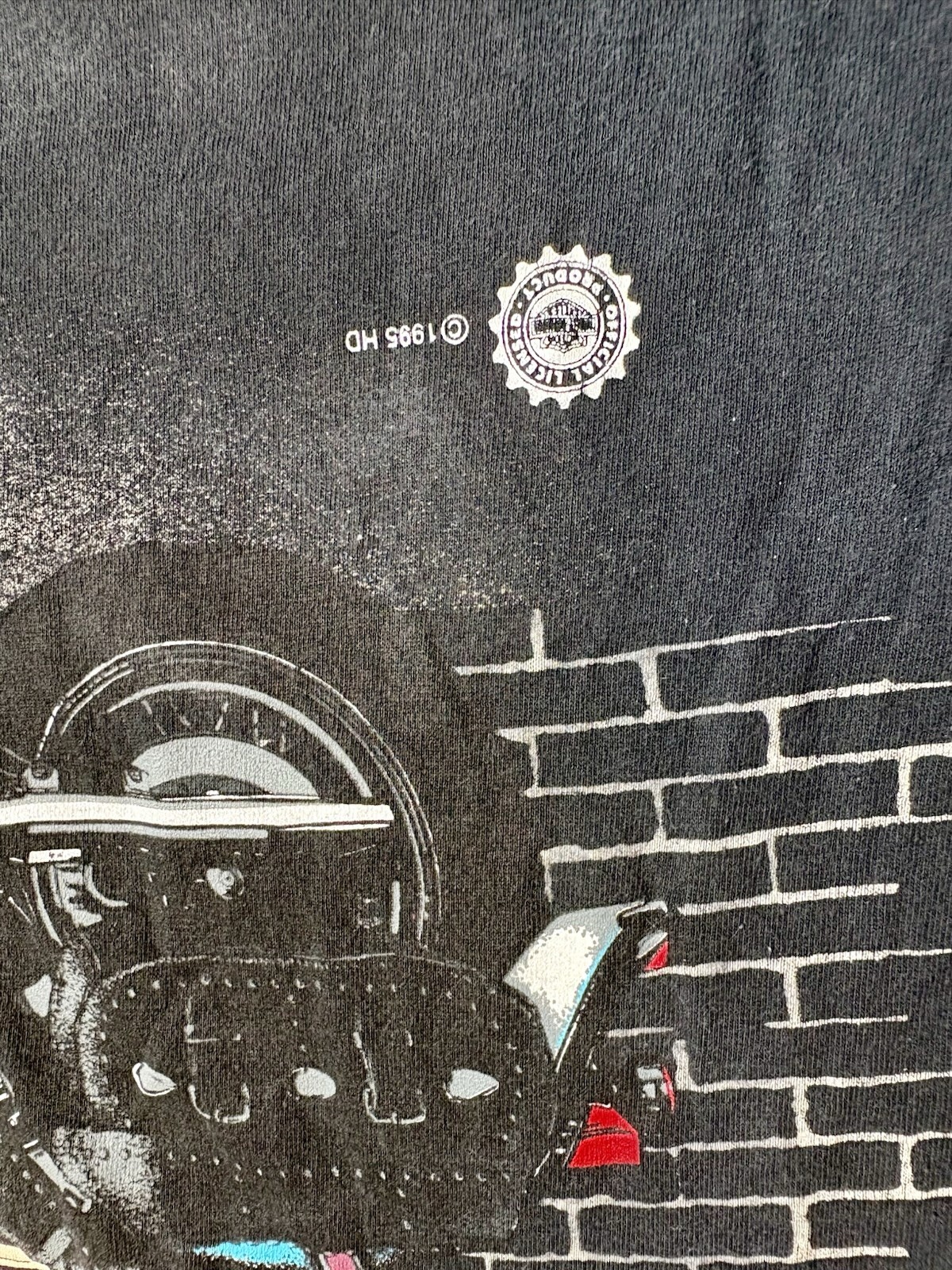 Vintage 1995 Harley Davidson Brick Wall All Over Print MILWAUKEE Graphic Large