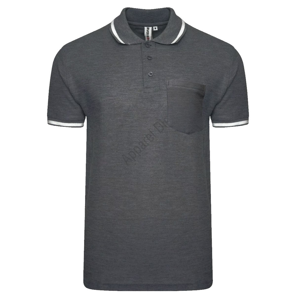 Men’s Polo Short Sleeve Pique Plain Single Tipping Chest Pocket Casual Tee Top