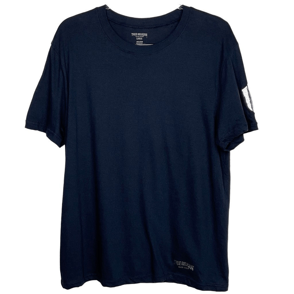 True Religion Large Dark Blue Foil Logo T-Shirt Women