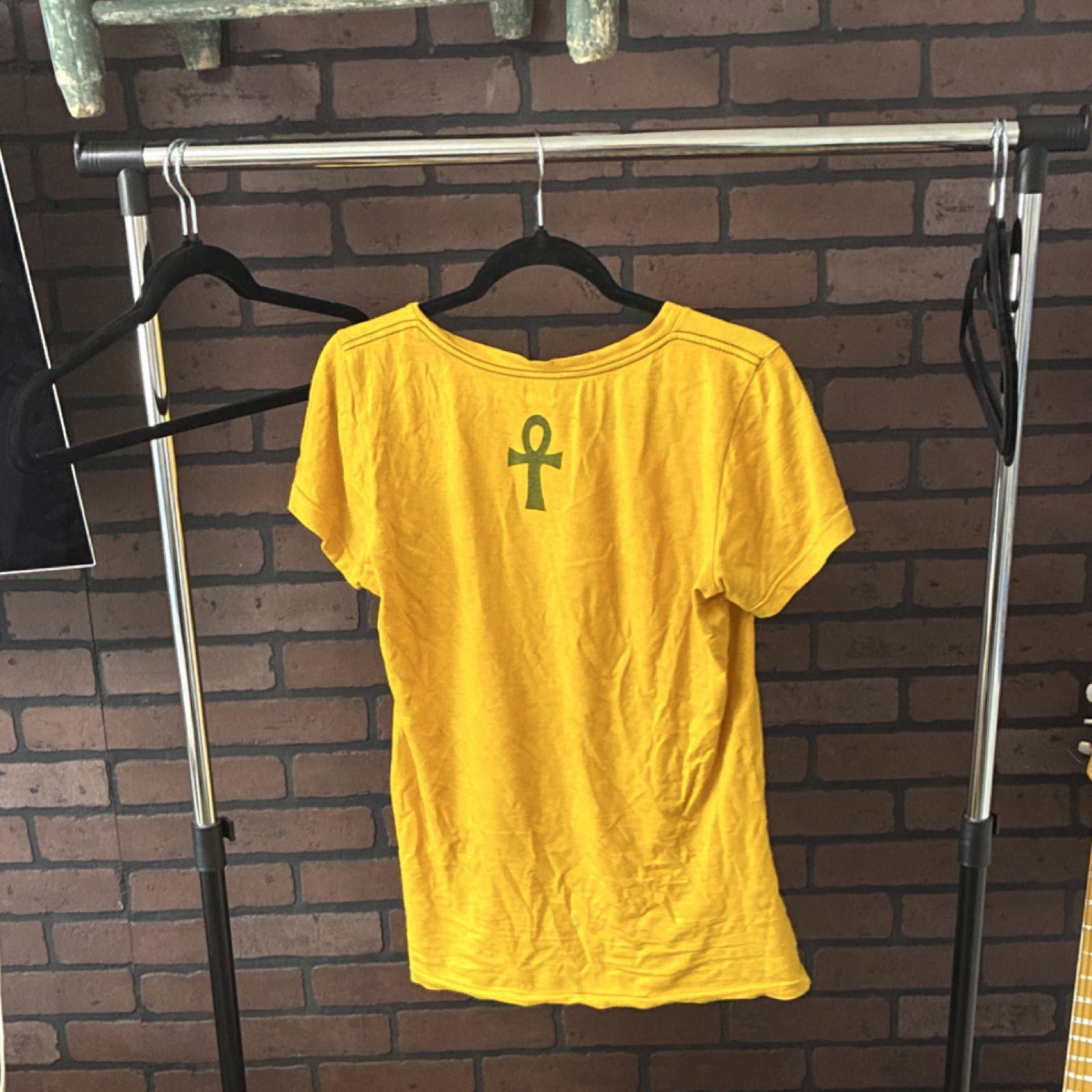 Japanese L.G.B. Dread Rocks Spirit Dancer Graphic Yellow Cotton T-Shirt Size 1