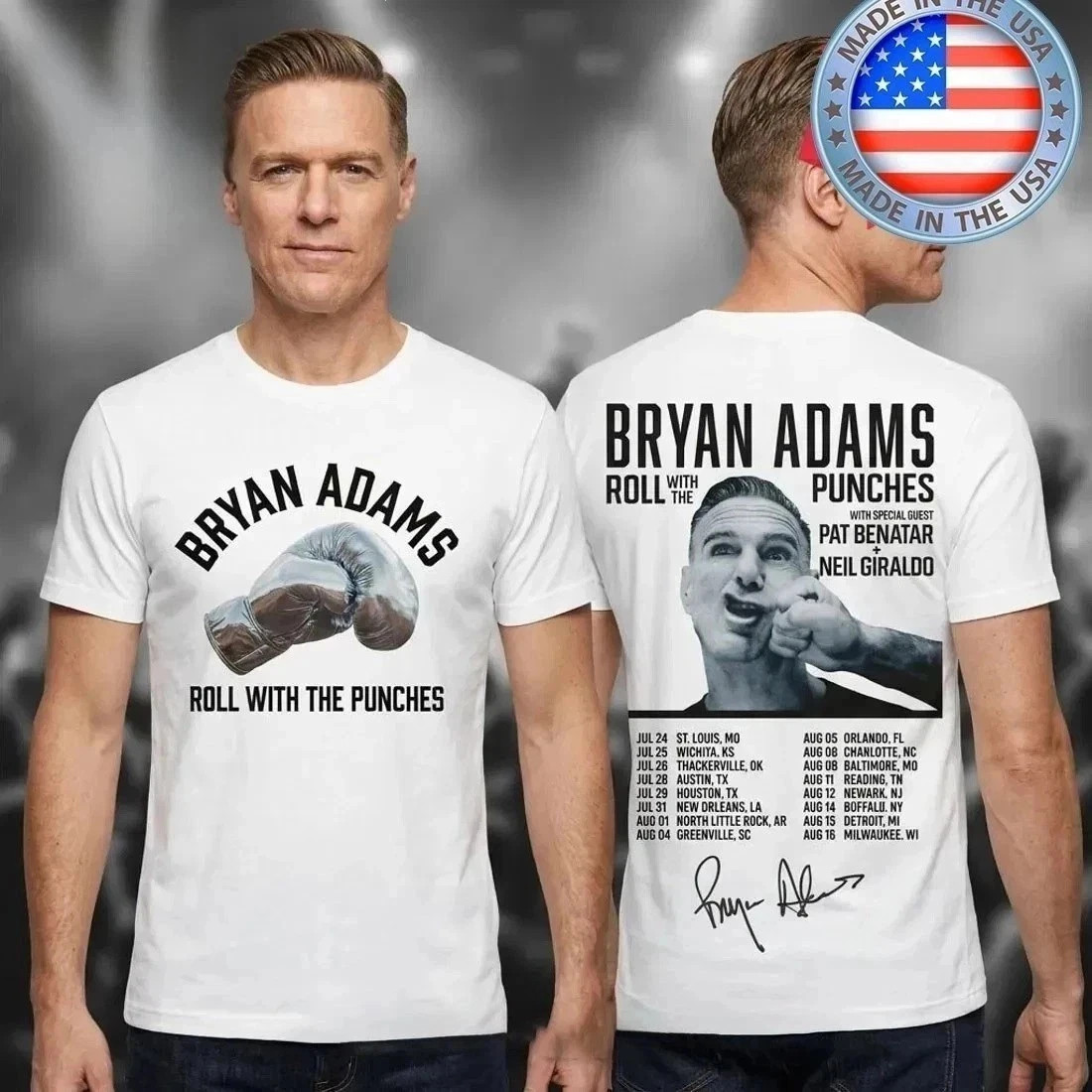 Bryan Adams Roll With The Punches Concert Tour 2026 T-Shirt Reprint