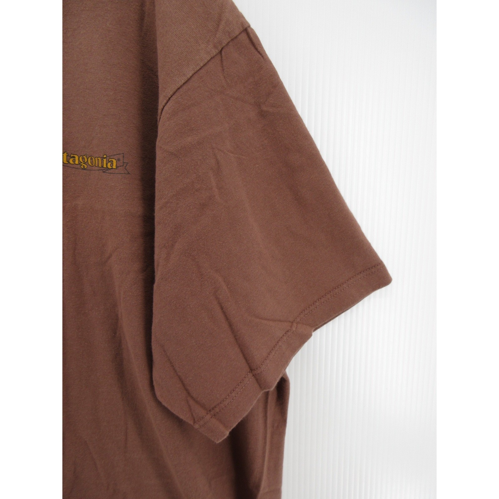 VINTAGE Patagonia Shirt Men XL Brown Beneficial T Graphic Organic Cotton Y2K