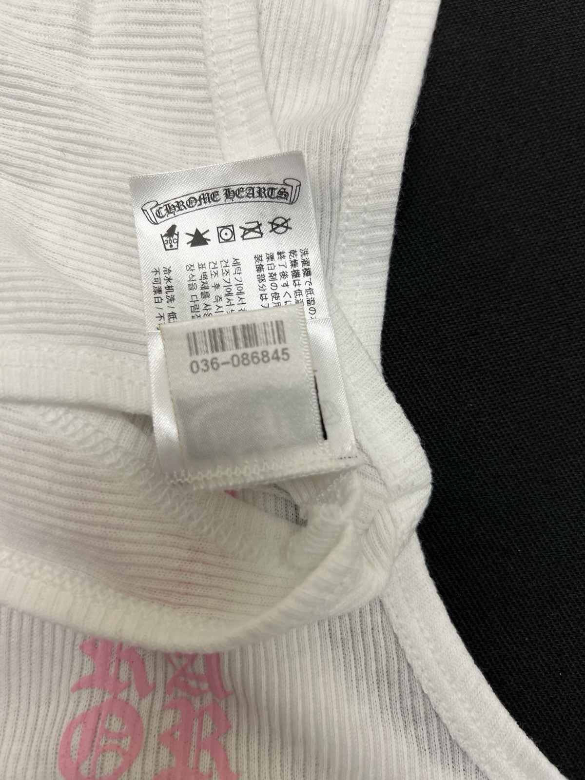 Chrome Hearts T Bar Rib Tank White Pink Size L