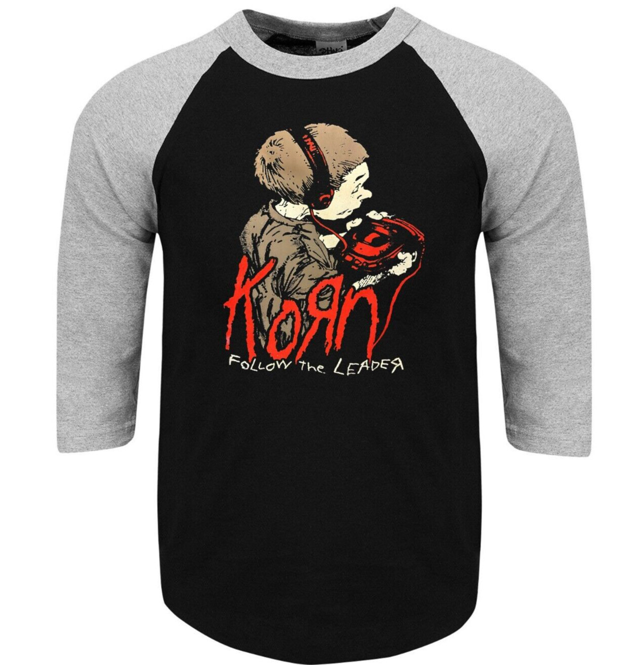Korn Follow the Leader Nu-Metal Band Shirt RAGLAN 3/4 SLEEVE (Multiple Variation