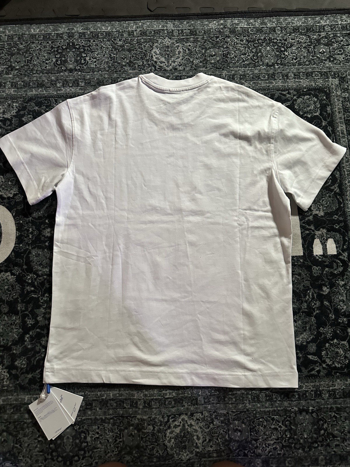 Off-White Men’s White Angel Logo Graphic Print Crew Neck Short Sleeve T-Shirt, L