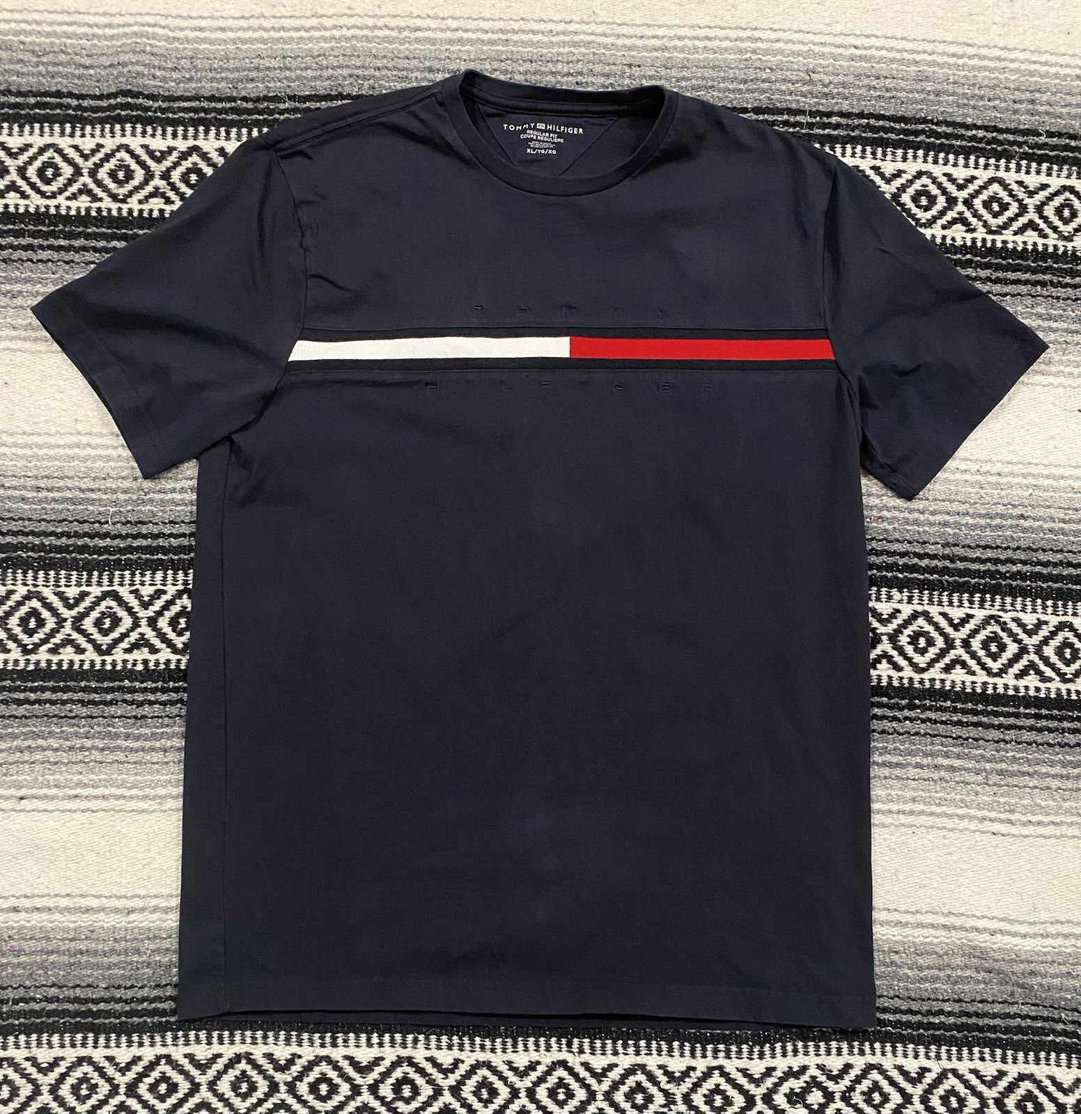 Tommy Hilfiger Y2K Style Tino T Shirt Mens XL Black Embroidered Logo Tee